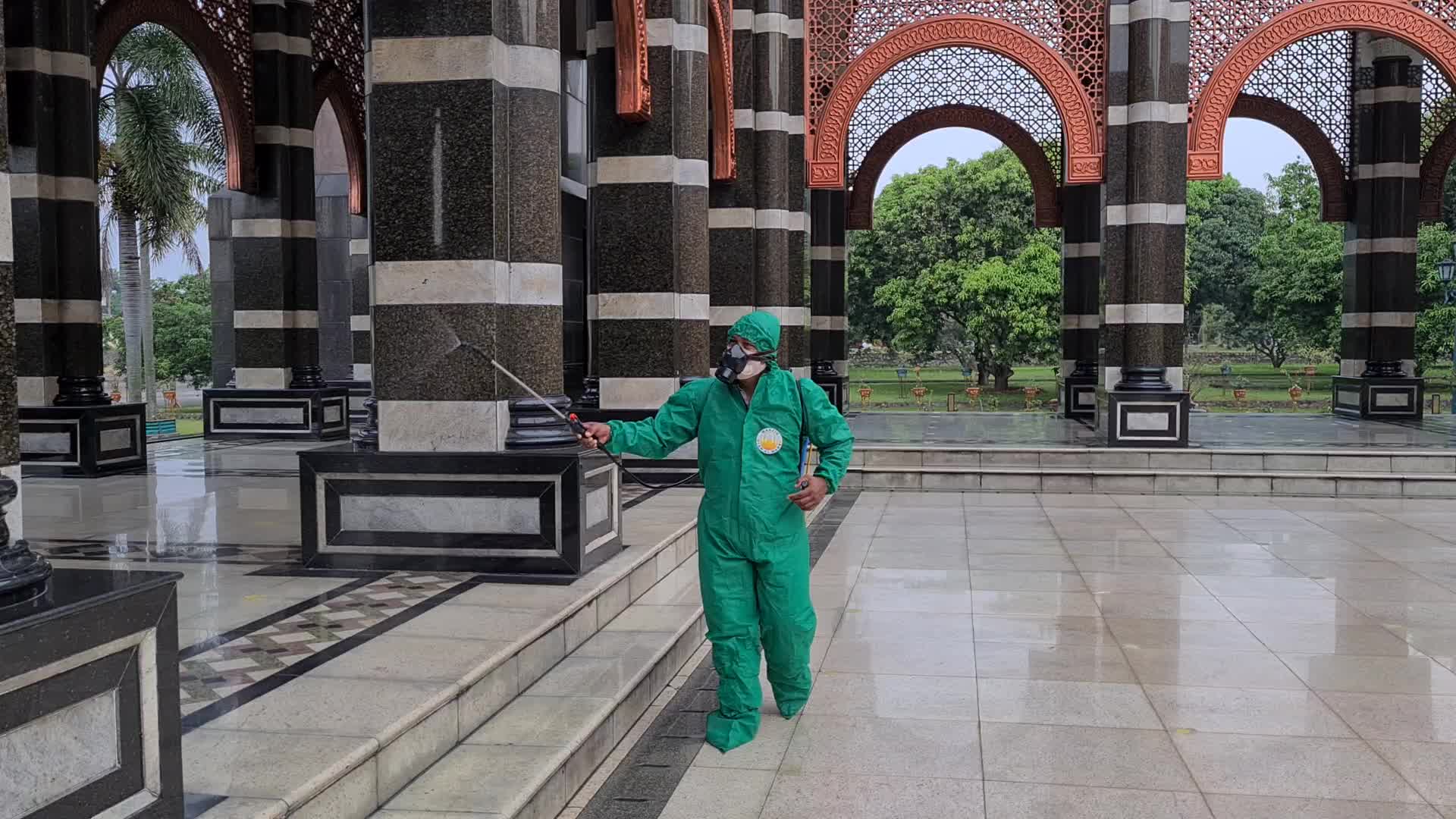 Disinfection of a Mosque ahead Eid al-Fitr in Indonesia