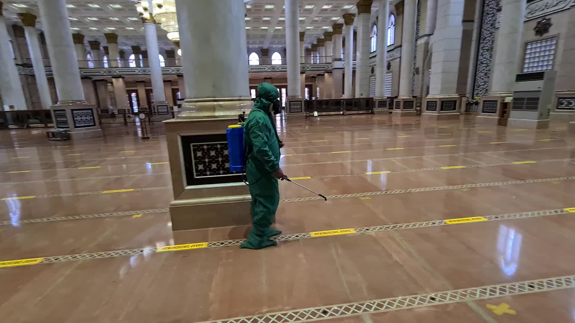 Disinfection of a Mosque ahead Eid al-Fitr in Indonesia