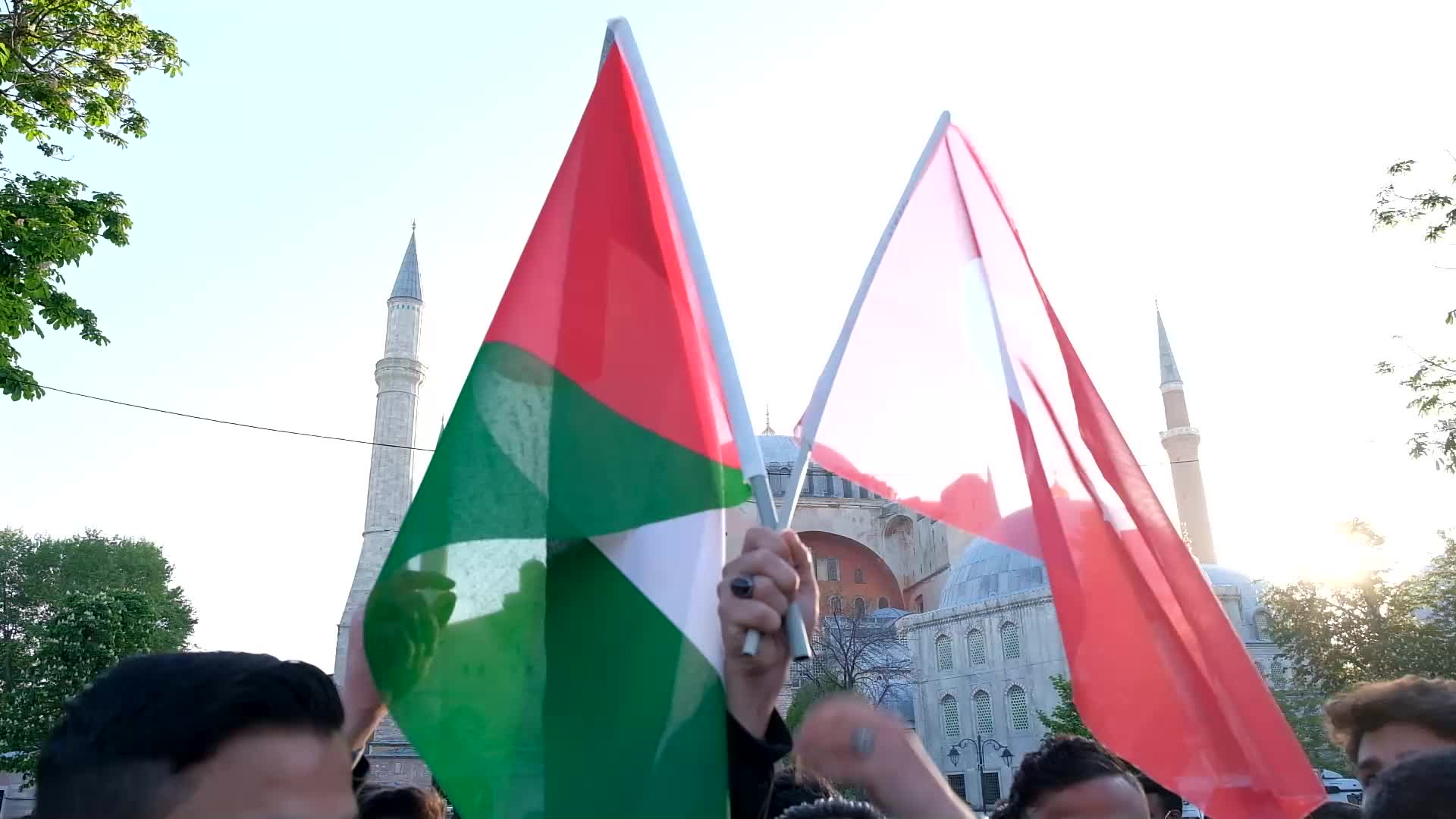 Muslim worshippers gathered to support palestine against israel's attack after the eid prayers