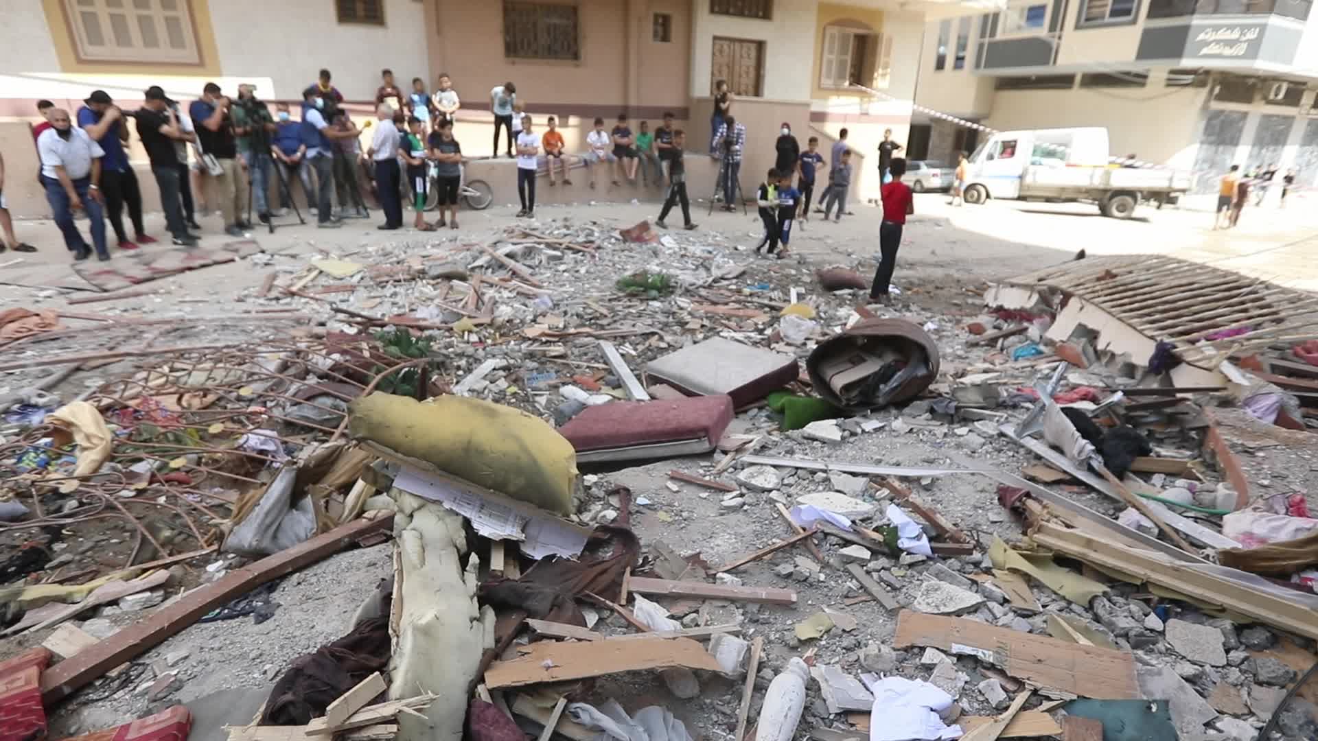 Damaged building in Gaza following an Israeli airstrike