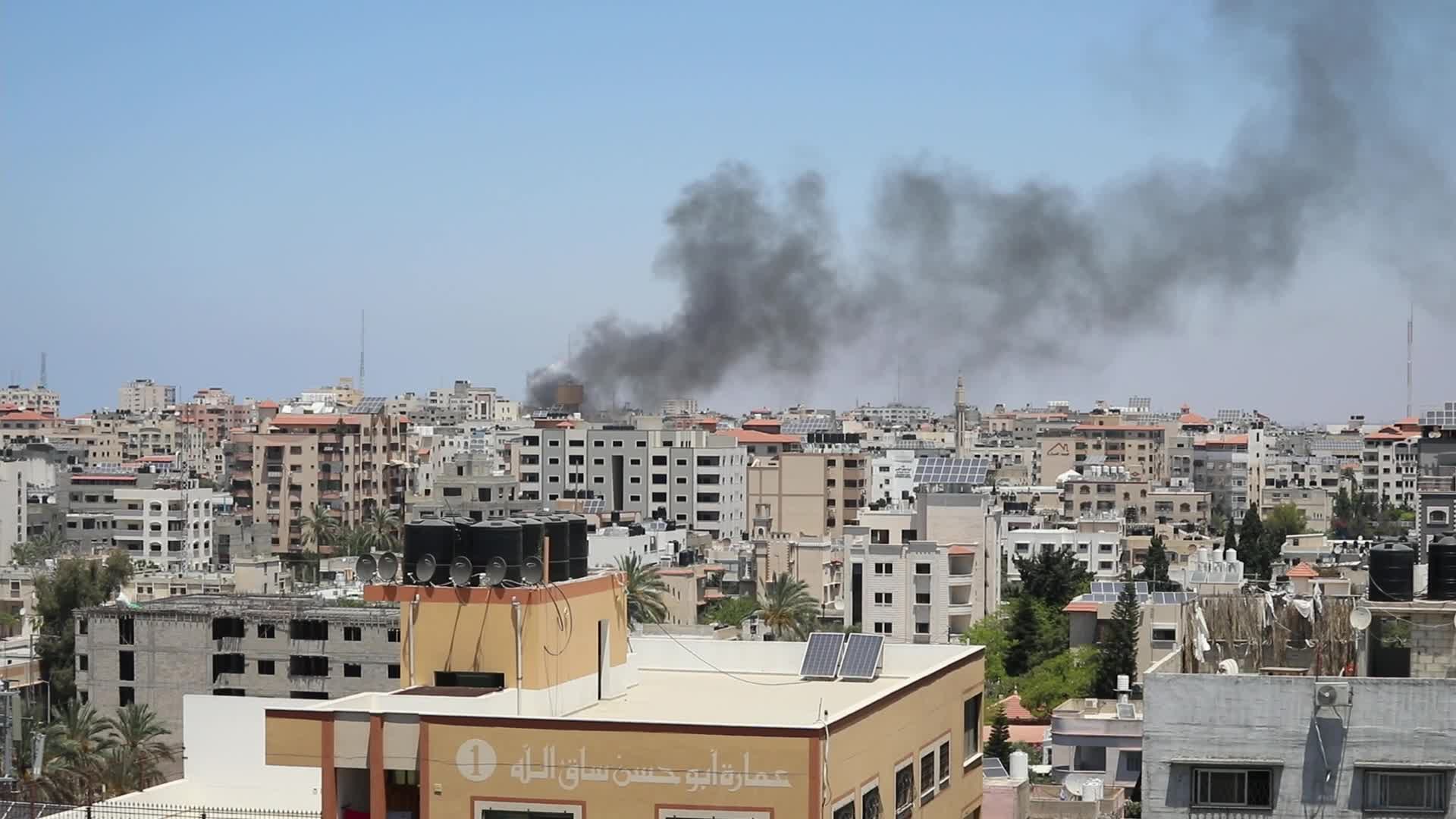 Al-Sharouk tower collapsed after an Israeli airstrike