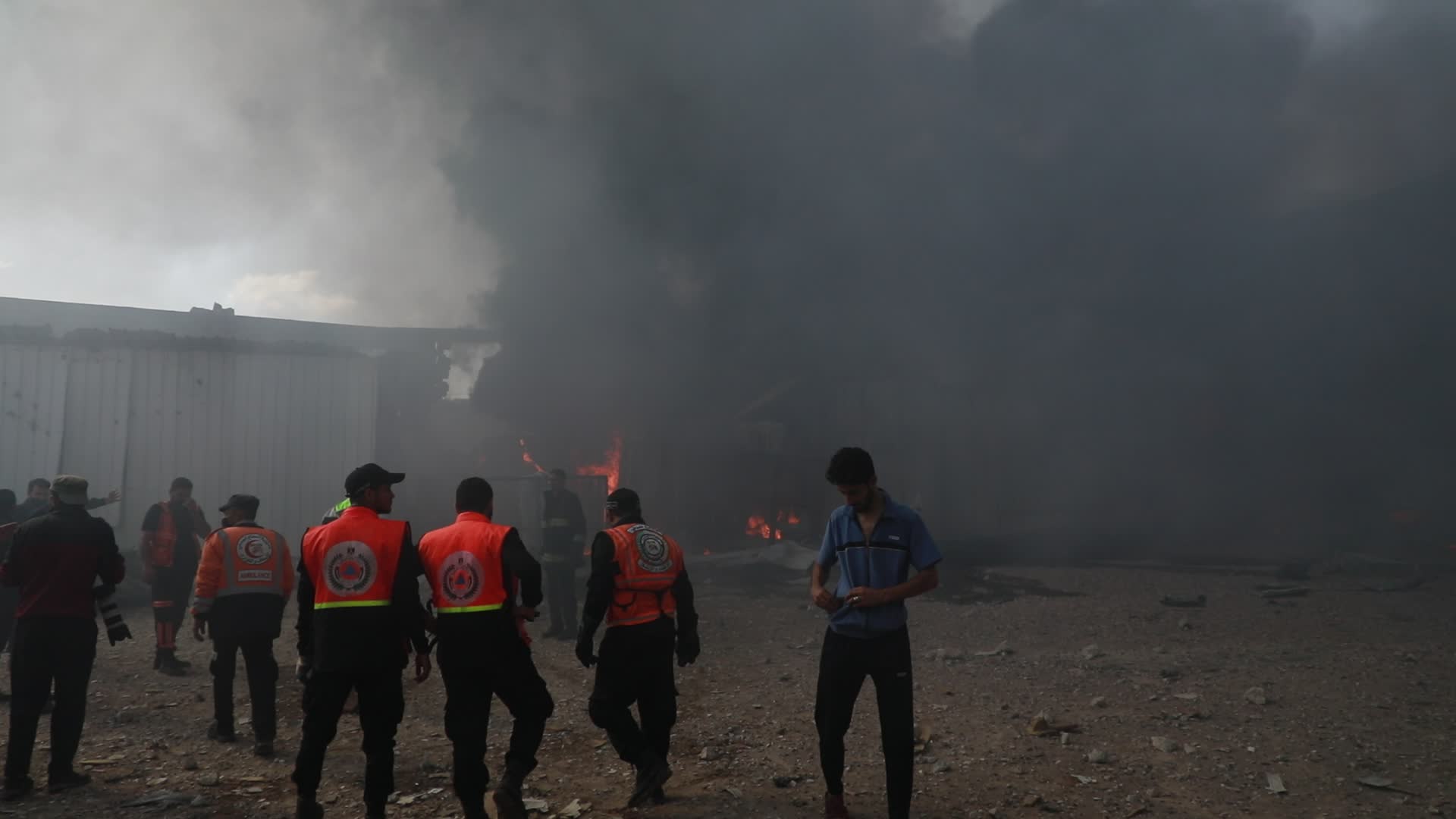 Fire at Foamco mattress factory in Gaza following an Israeli airstrike