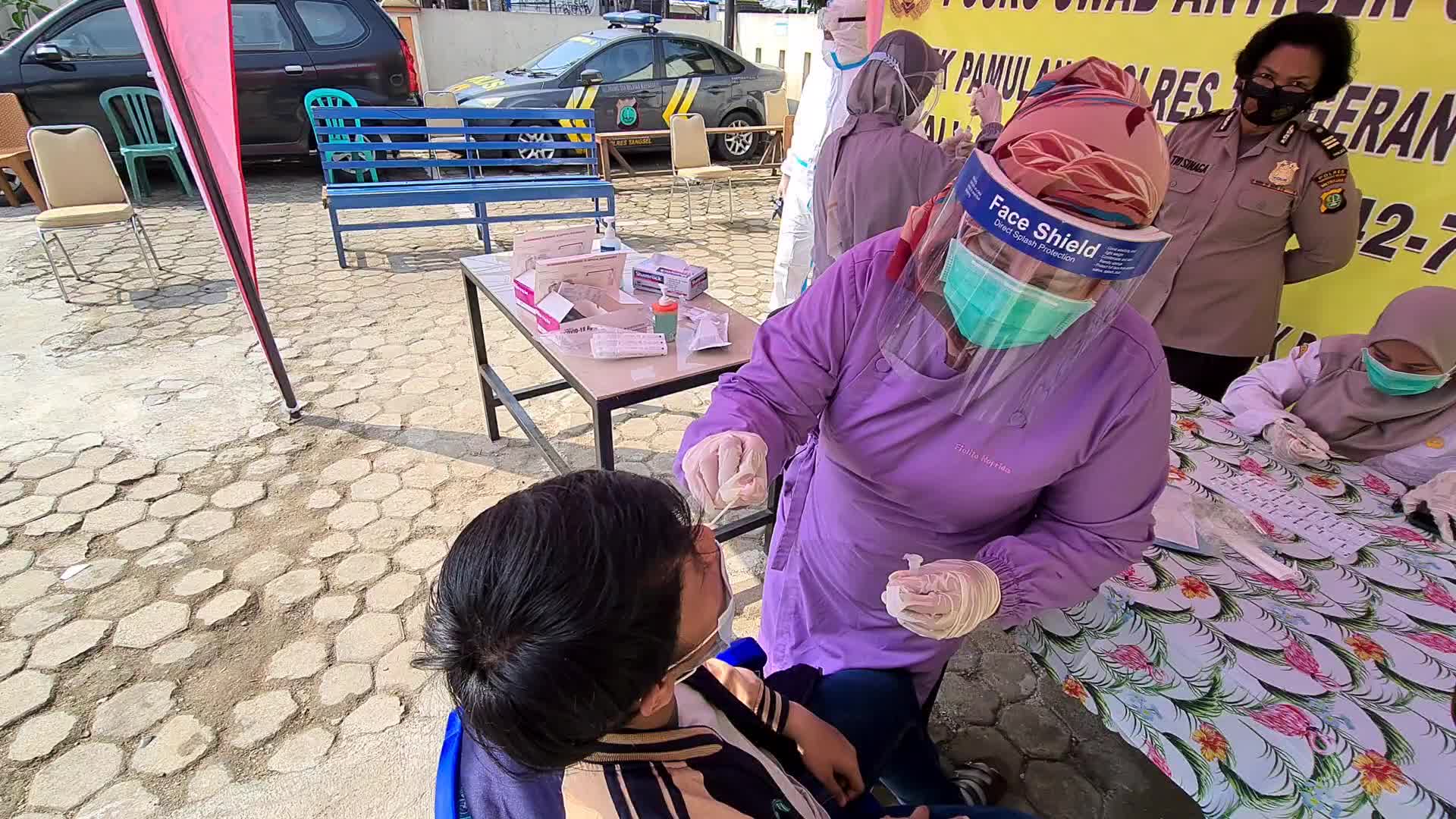 Coronavirus swab test in Pamulang, Indonesia