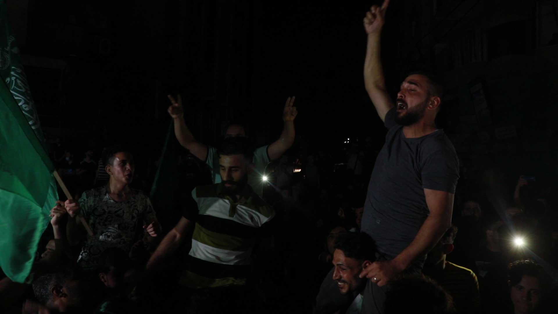 Palestinians celebrate the ceasefire in Gaza