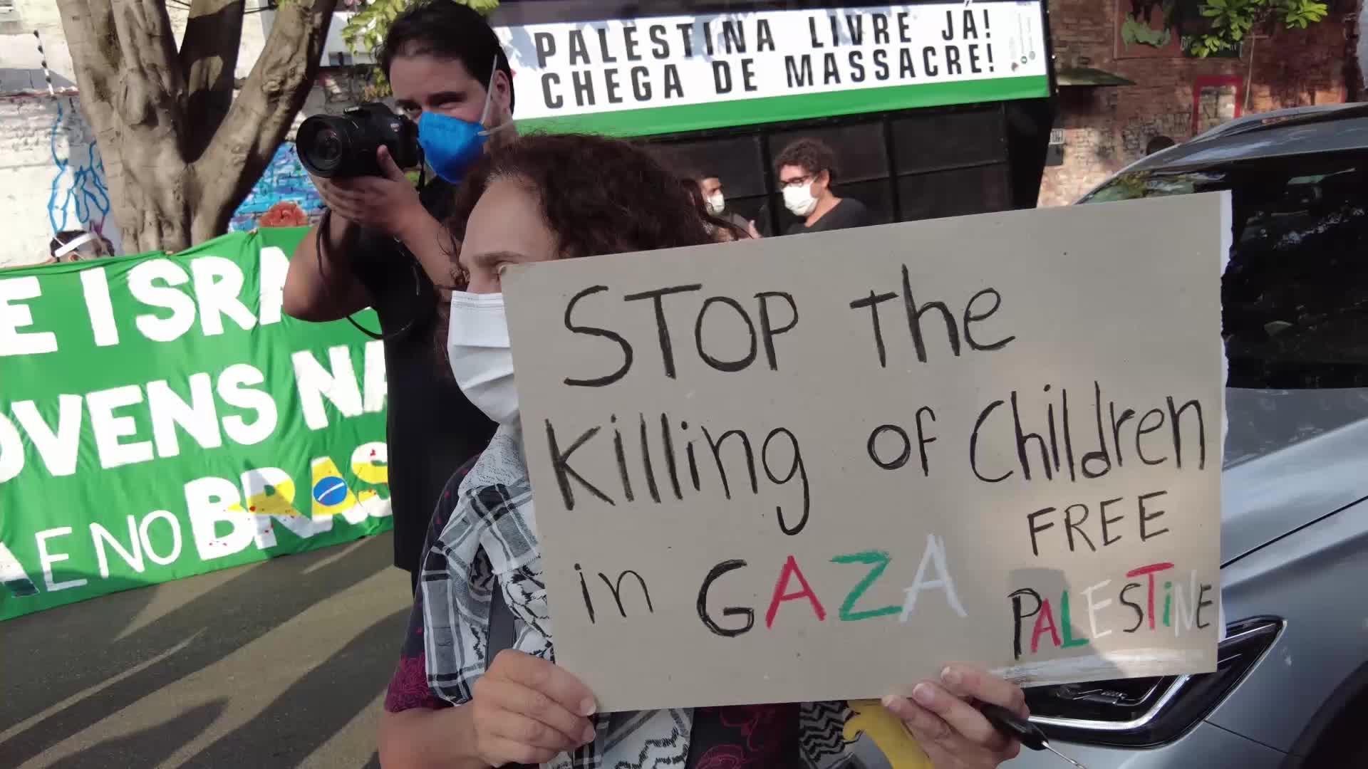 Free Palestine rally in Sao Paulo, Brazil