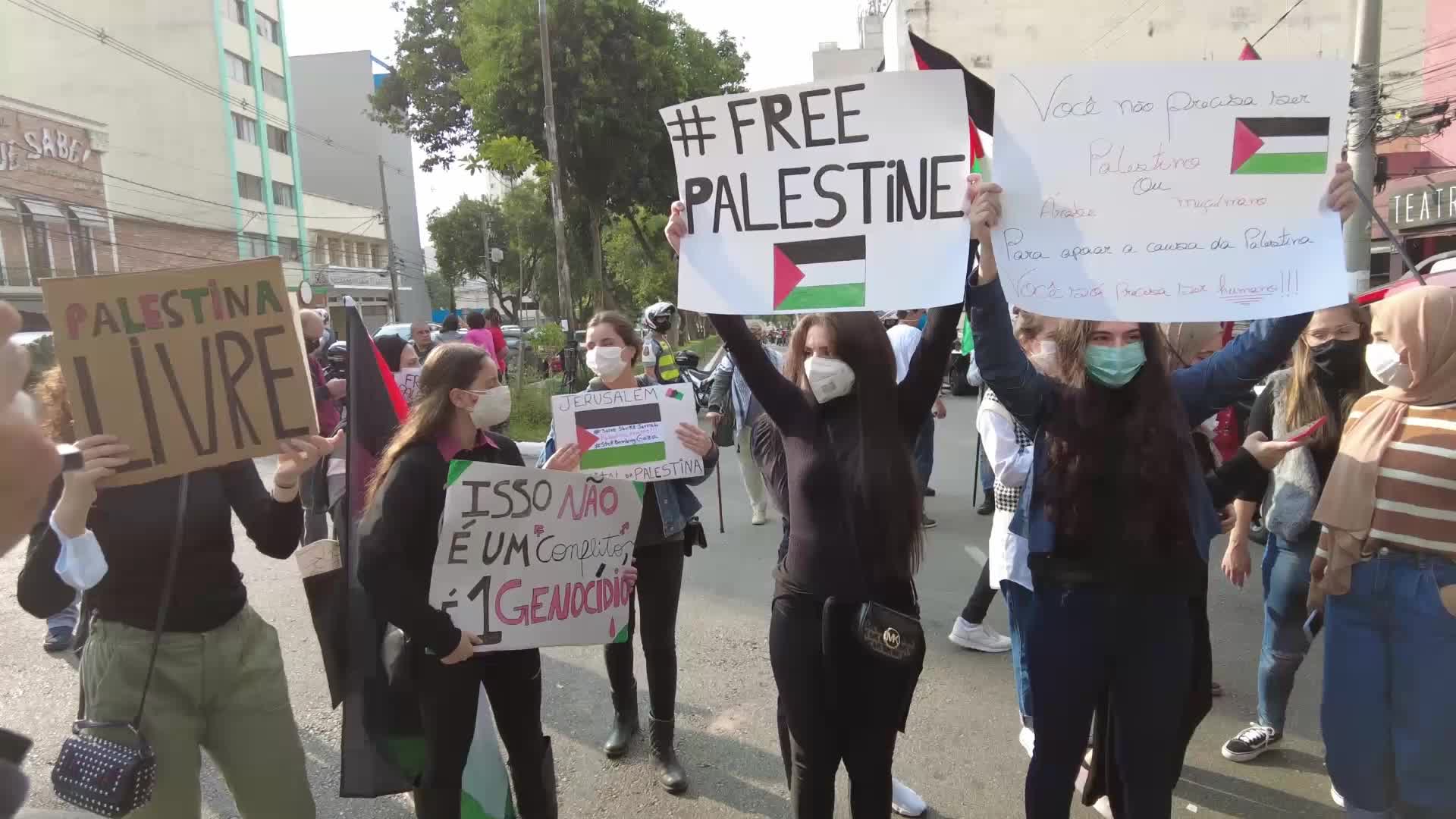 Free Palestine rally in Sao Paulo, Brazil