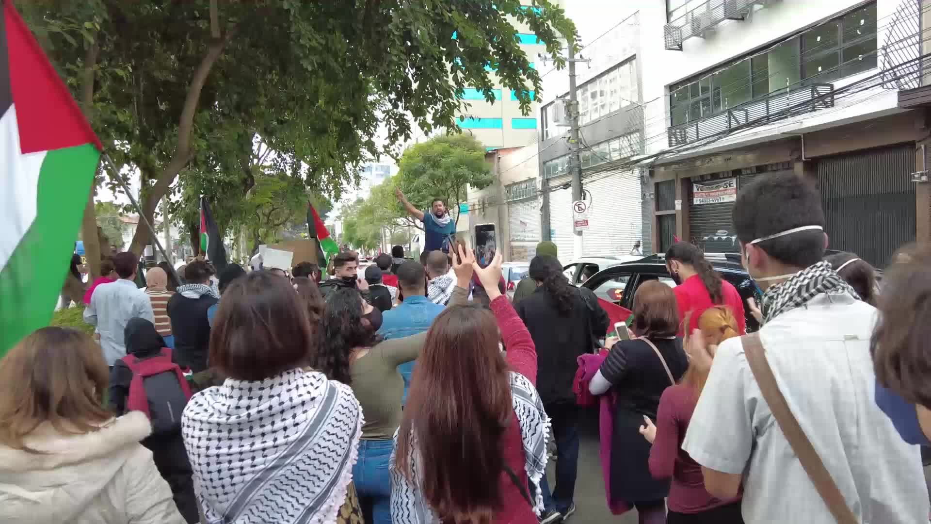 Free Palestine rally in Sao Paulo, Brazil