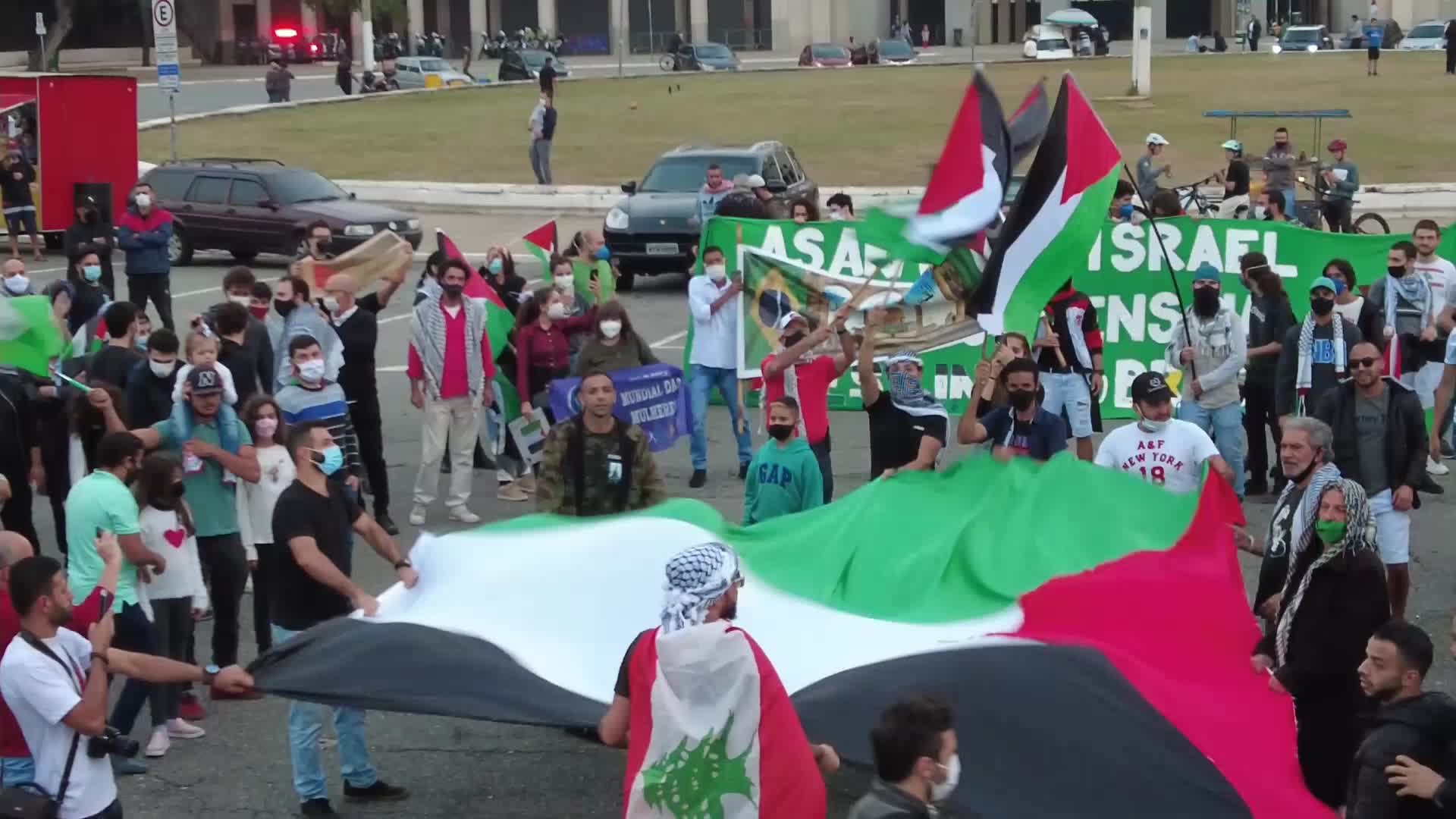Free Palestine rally in Sao Paulo, Brazil