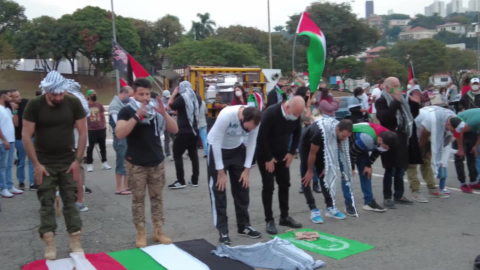 Free Palestine rally in Sao Paulo, Brazil