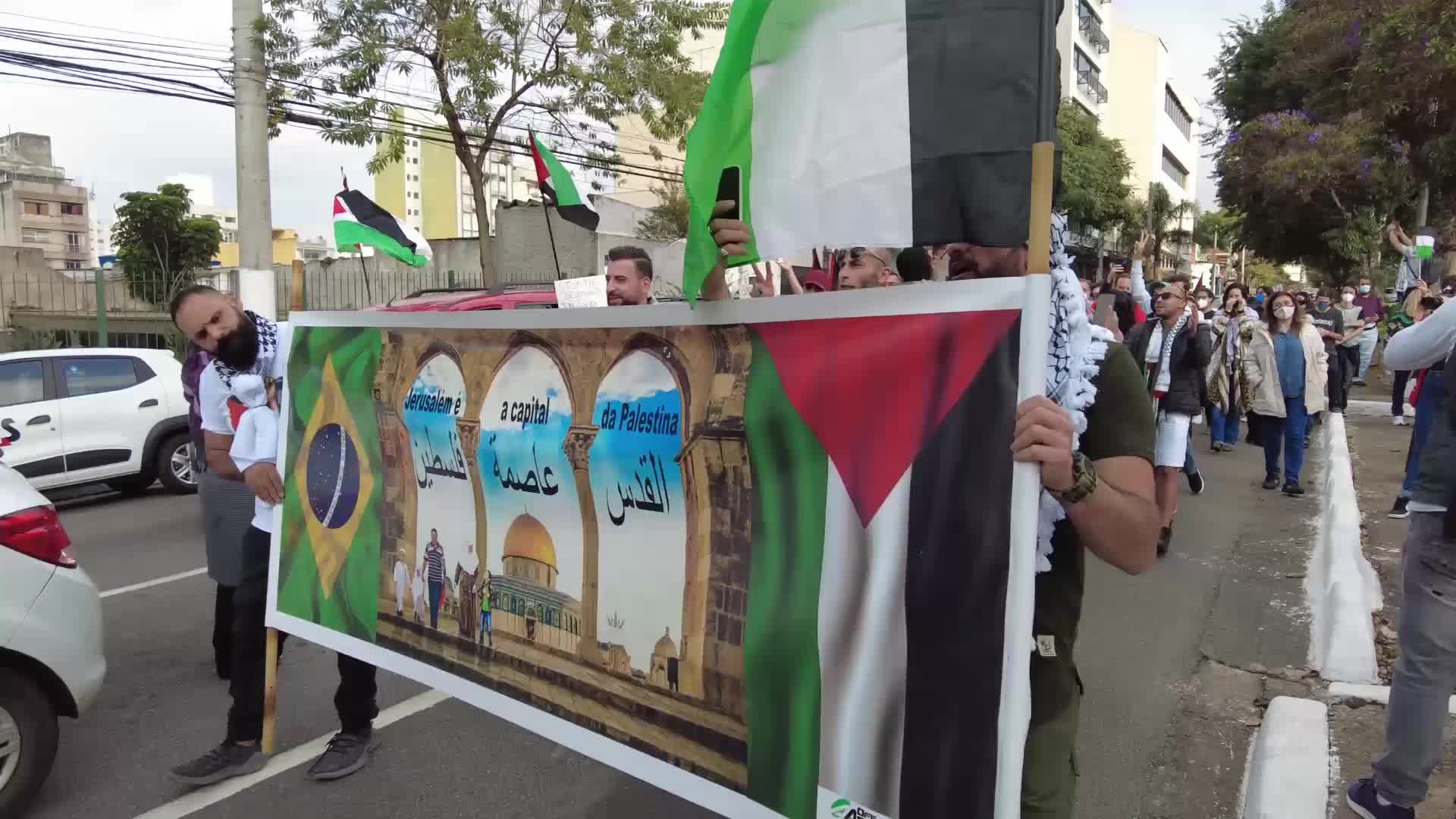 Free Palestine rally in Sao Paulo, Brazil