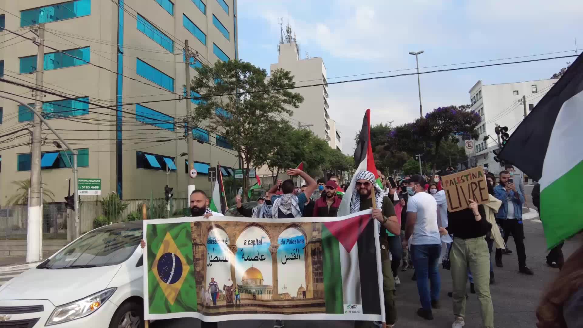 Free Palestine rally in Sao Paulo, Brazil