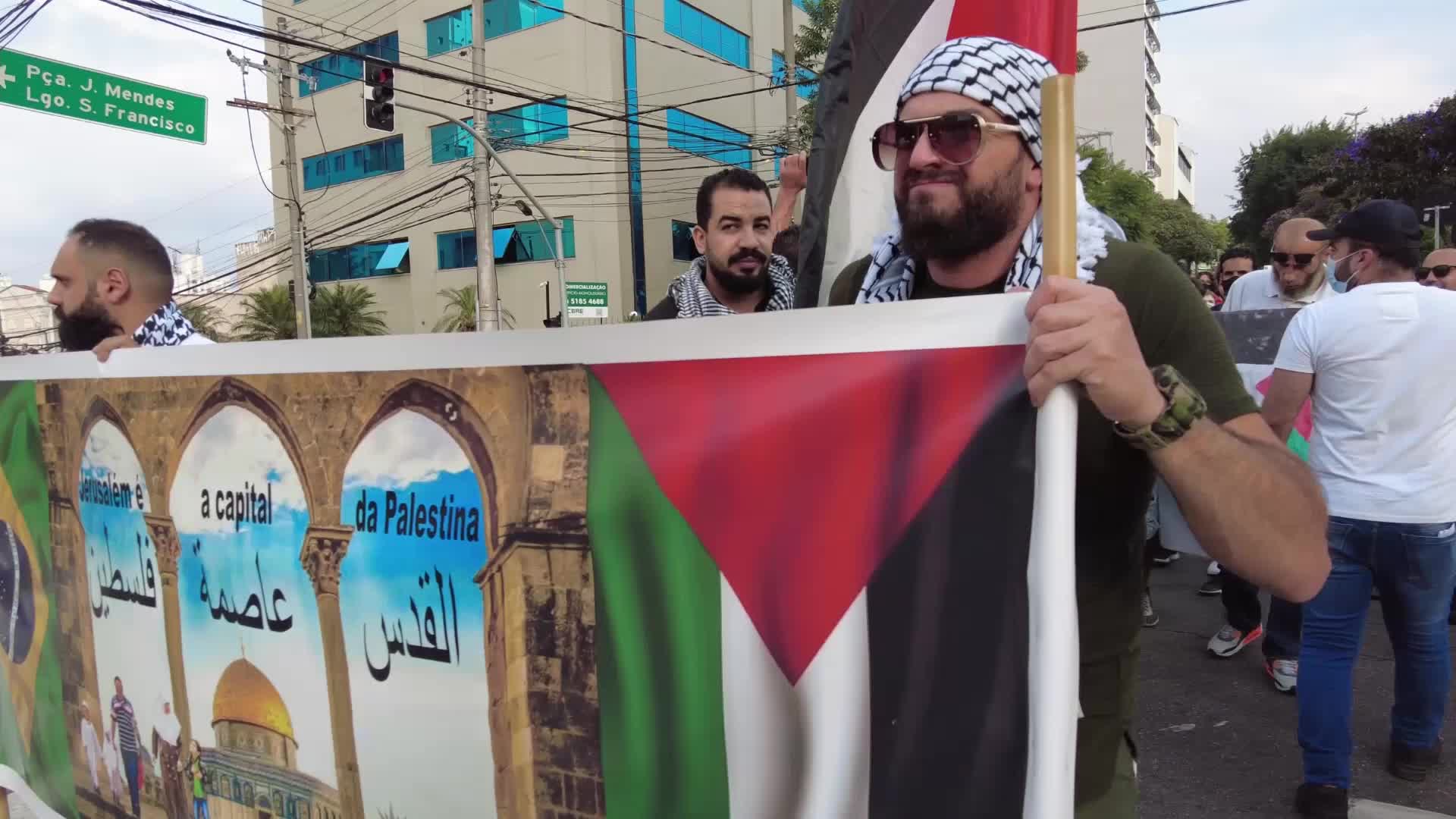 Free Palestine rally in Sao Paulo, Brazil