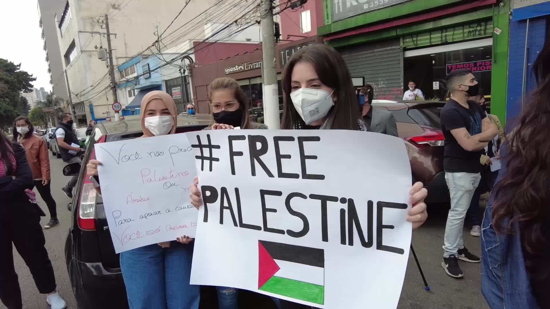 Free Palestine rally in Sao Paulo, Brazil