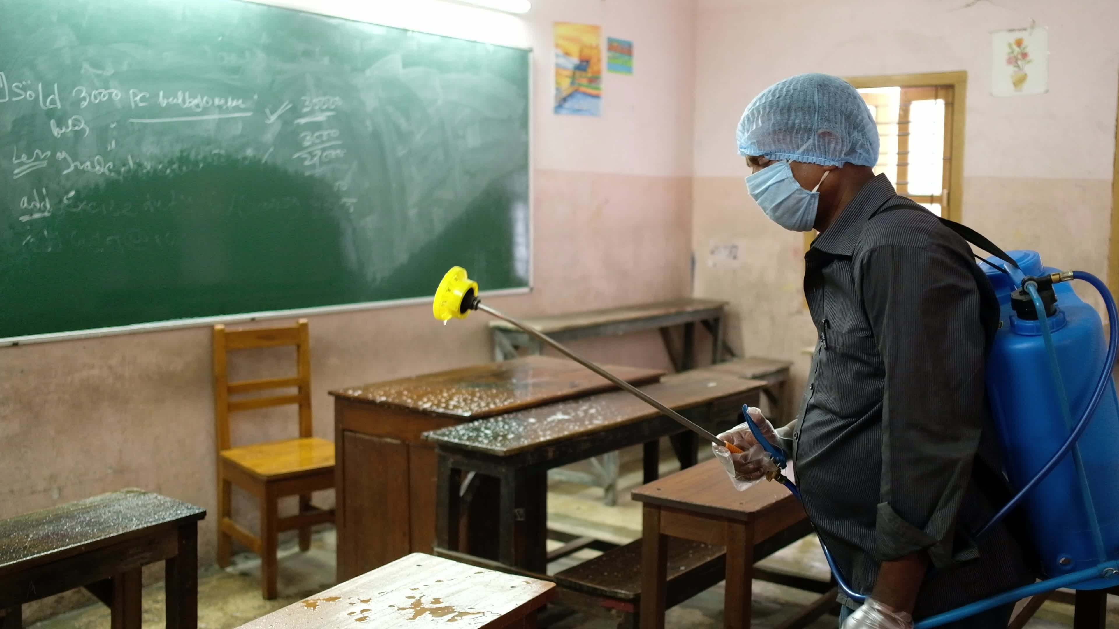 Disinfection of a school in India