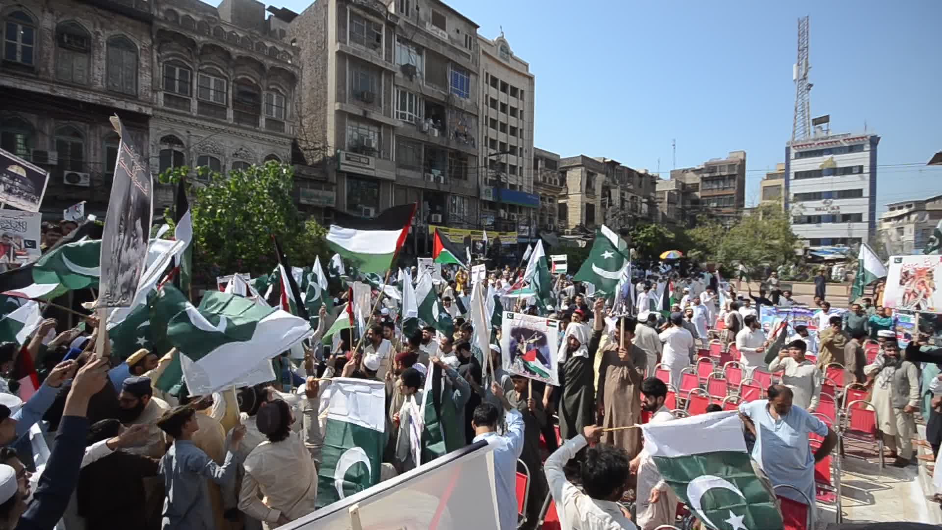 Demonstration in support of Palestine, in Peshawar, Pakistan