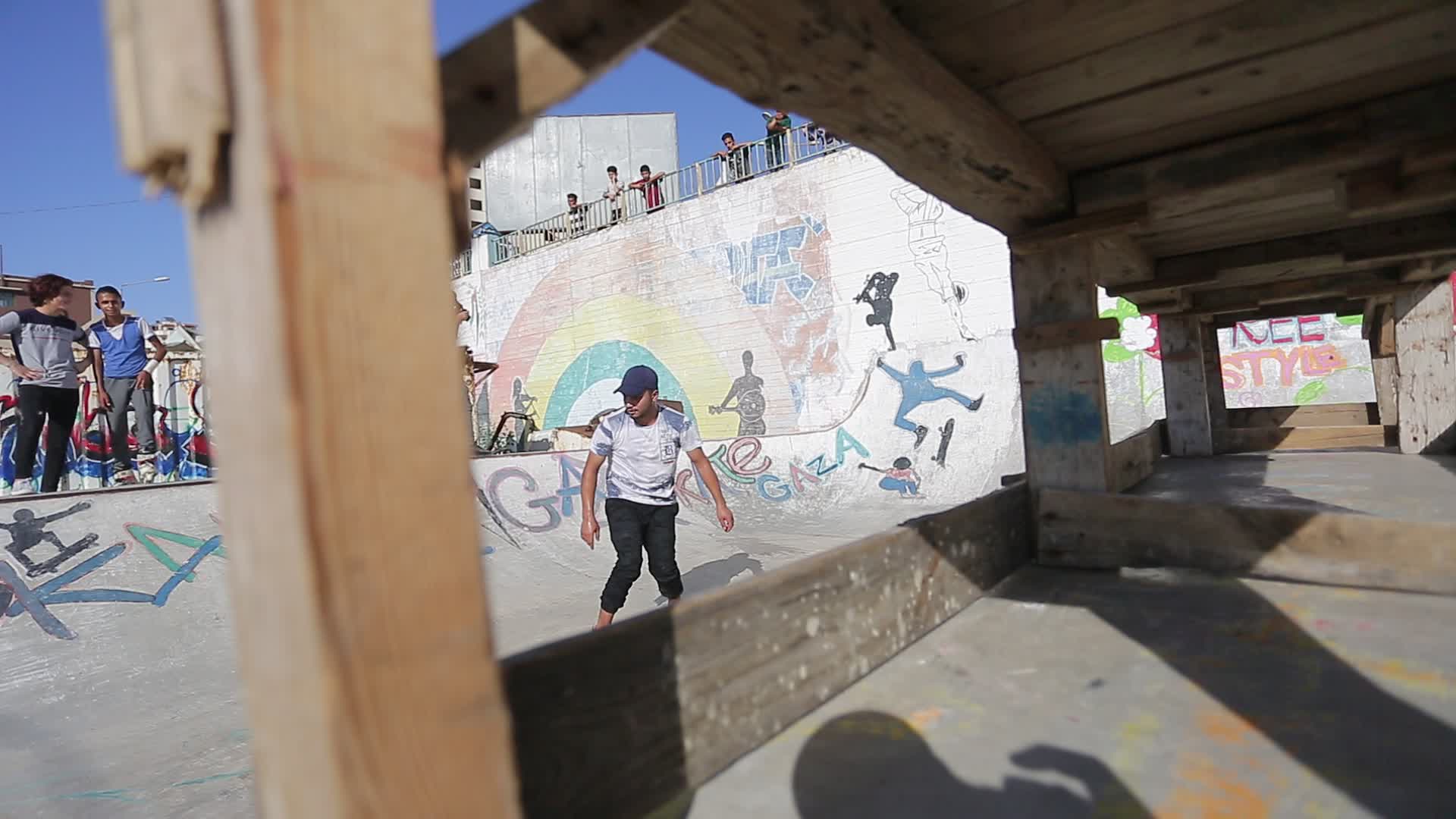 Palestinians practice sport in the port of Gaza City