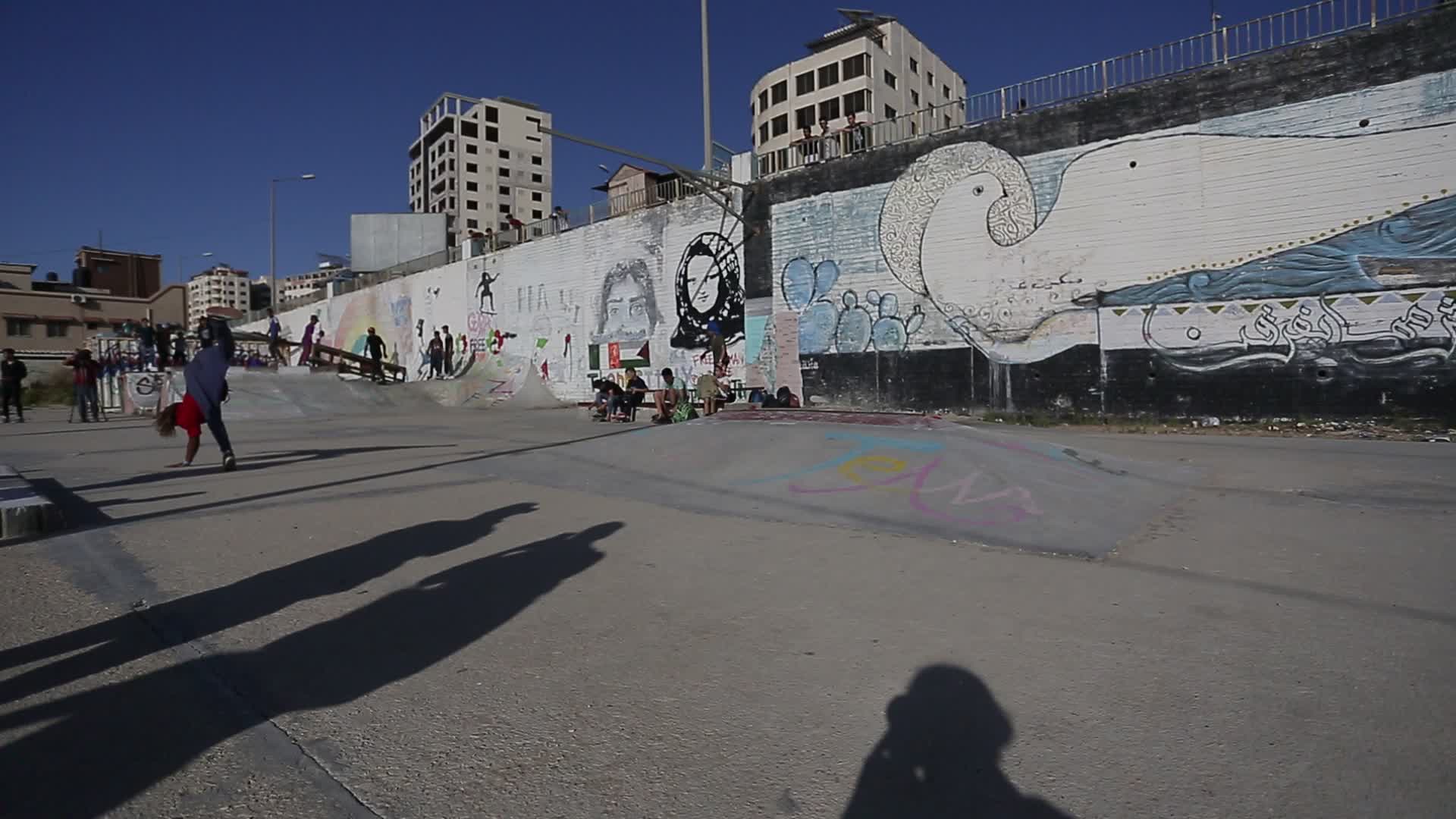 Palestinians practice sport in the port of Gaza City