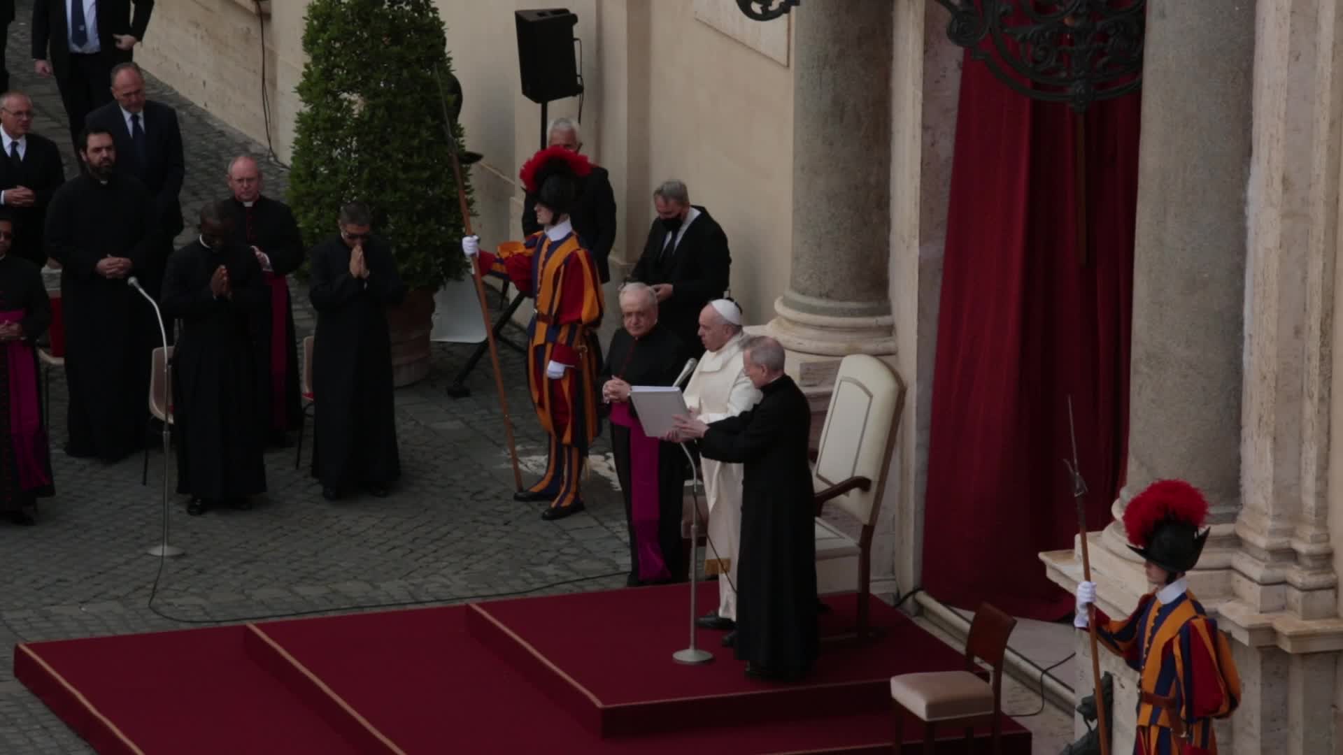 General audience of Pope Francis with the presence of small group of faithful