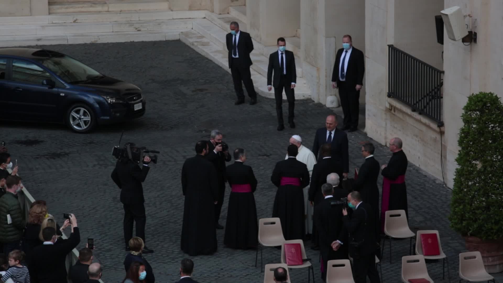 General audience of Pope Francis with the presence of small group of faithful