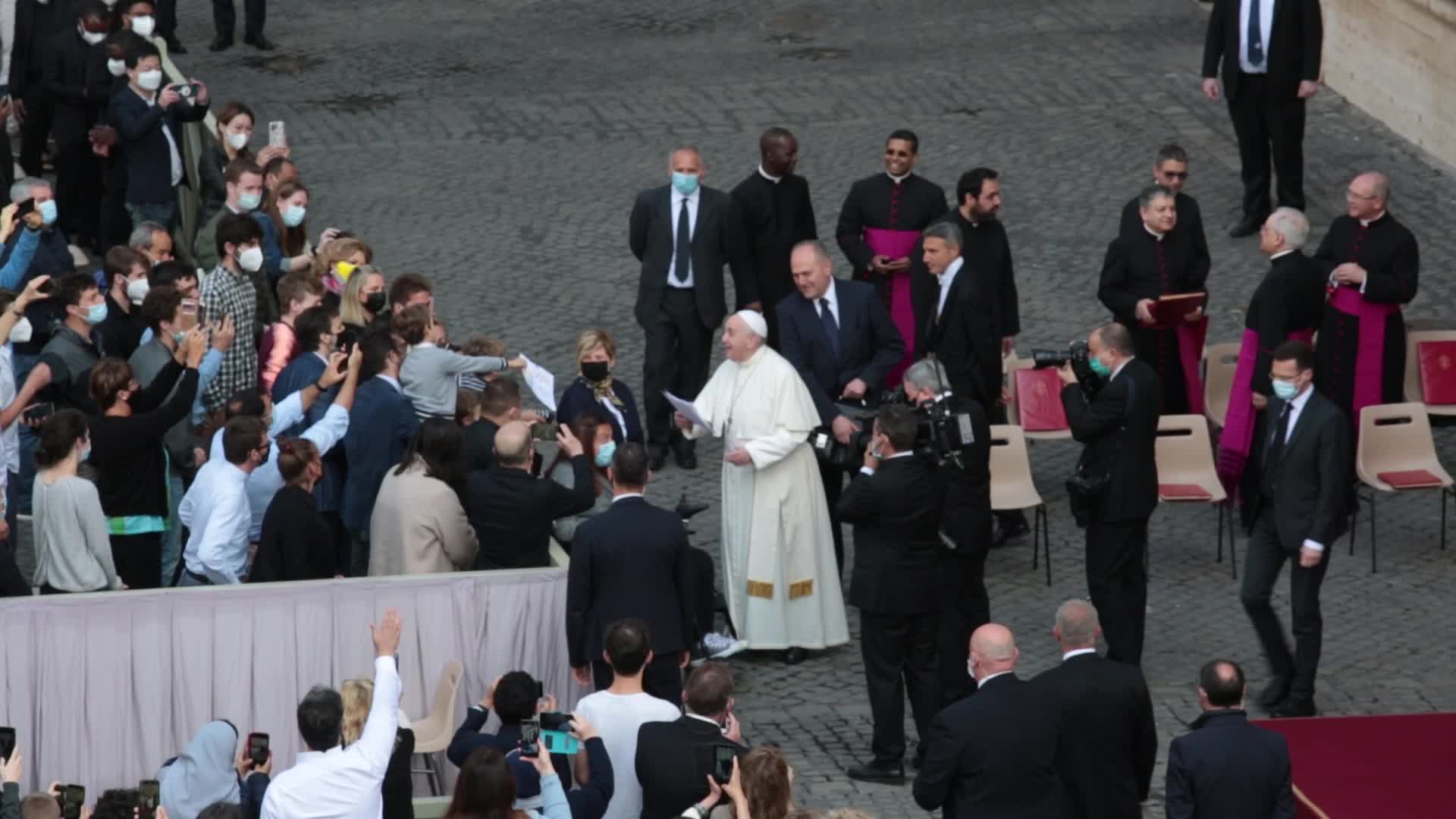 General audience of Pope Francis with the presence of small group of faithful