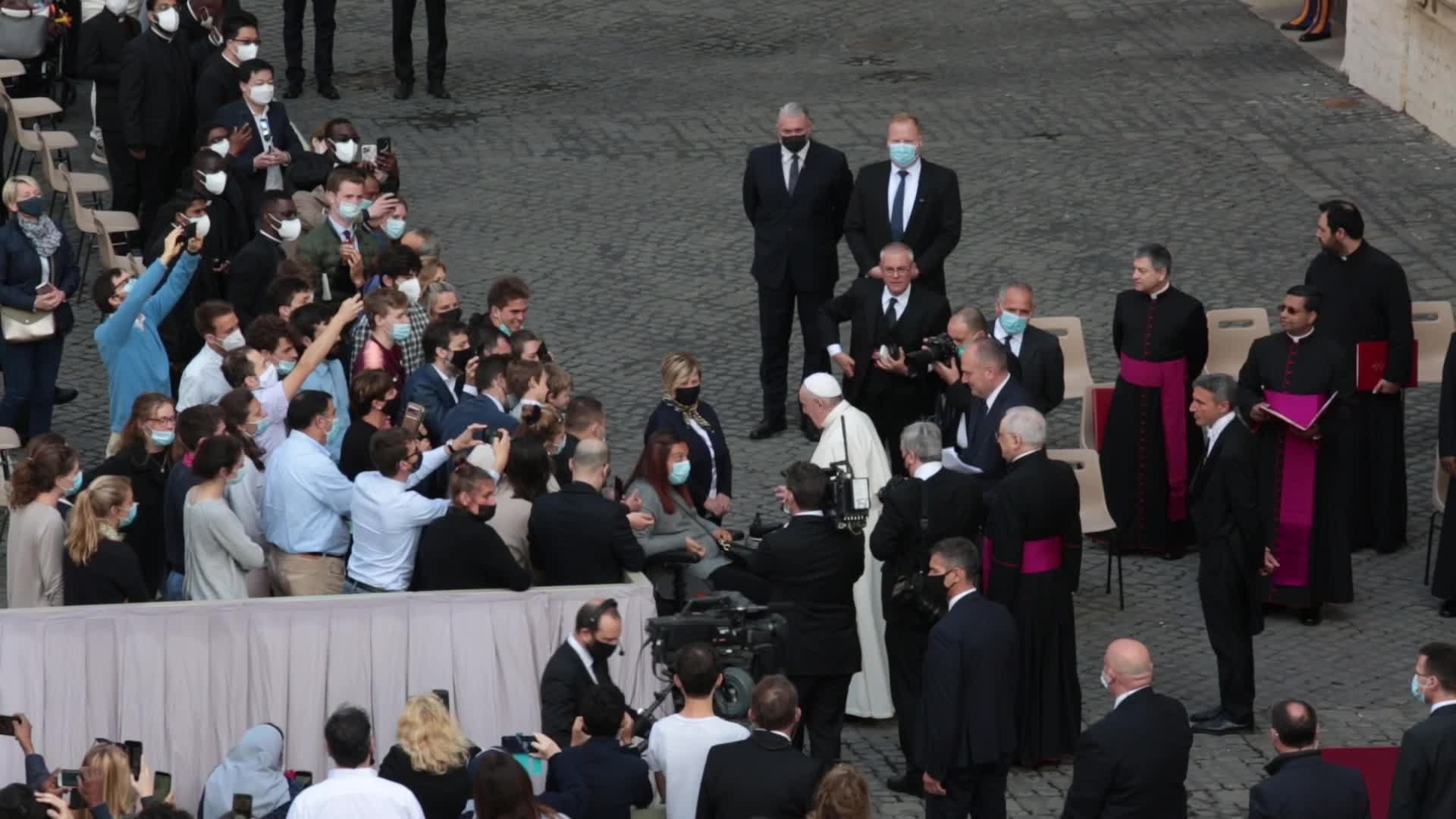 General audience of Pope Francis with the presence of small group of faithful