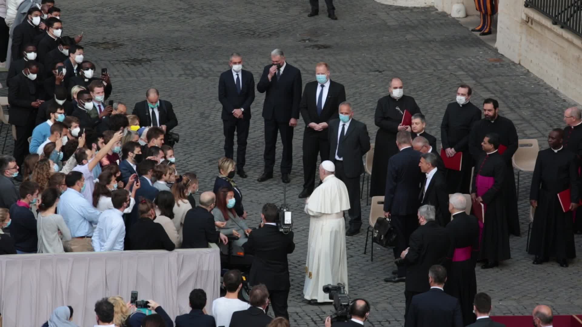 General audience of Pope Francis with the presence of small group of faithful