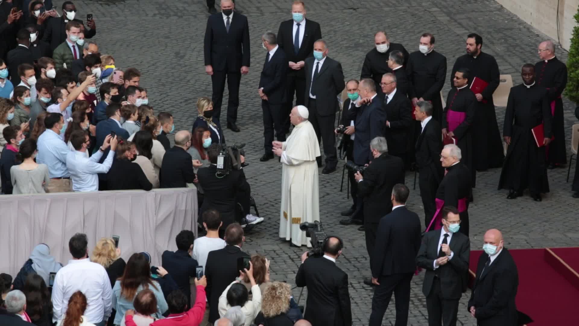 General audience of Pope Francis with the presence of small group of faithful