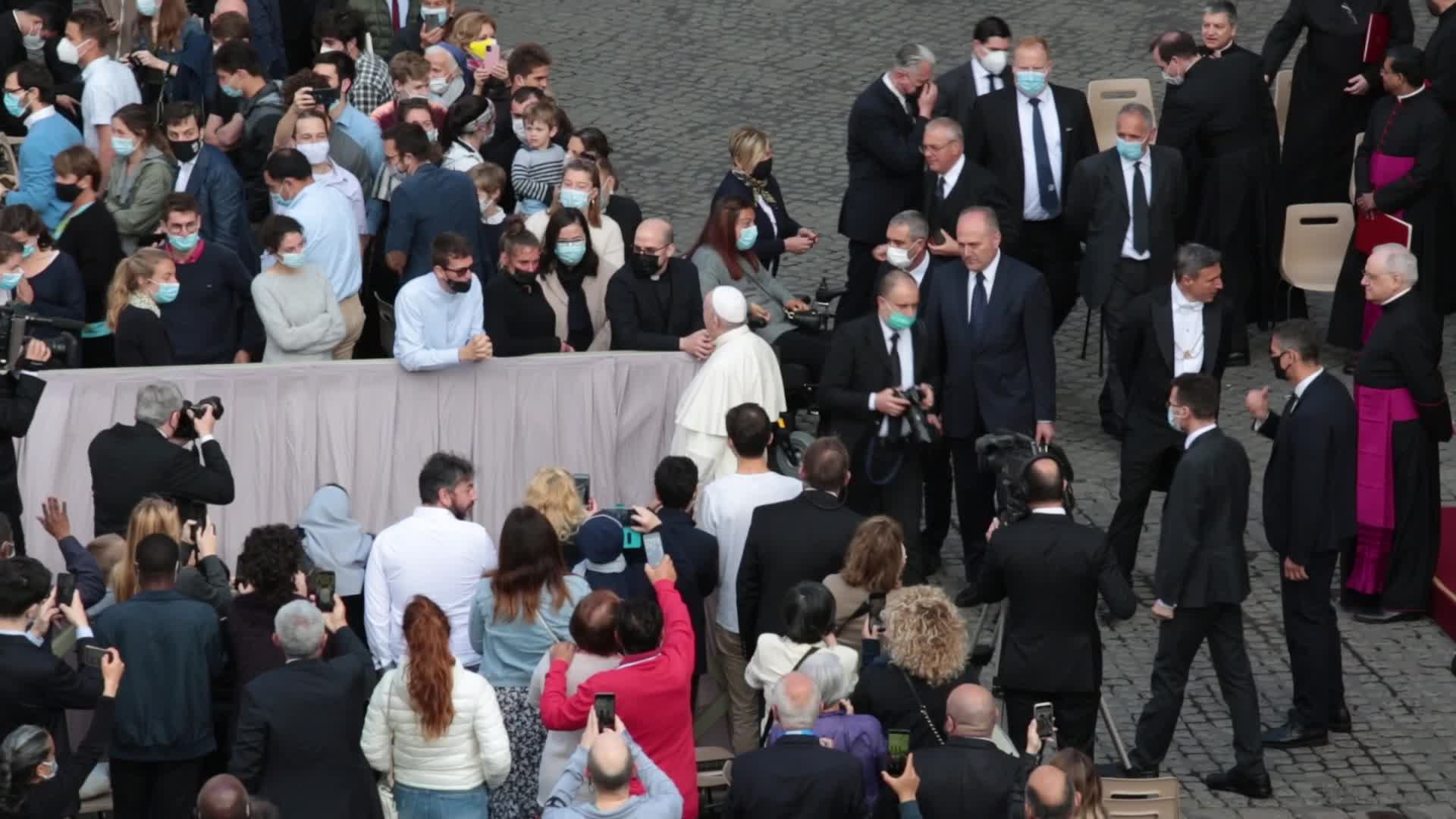 General audience of Pope Francis with the presence of small group of faithful