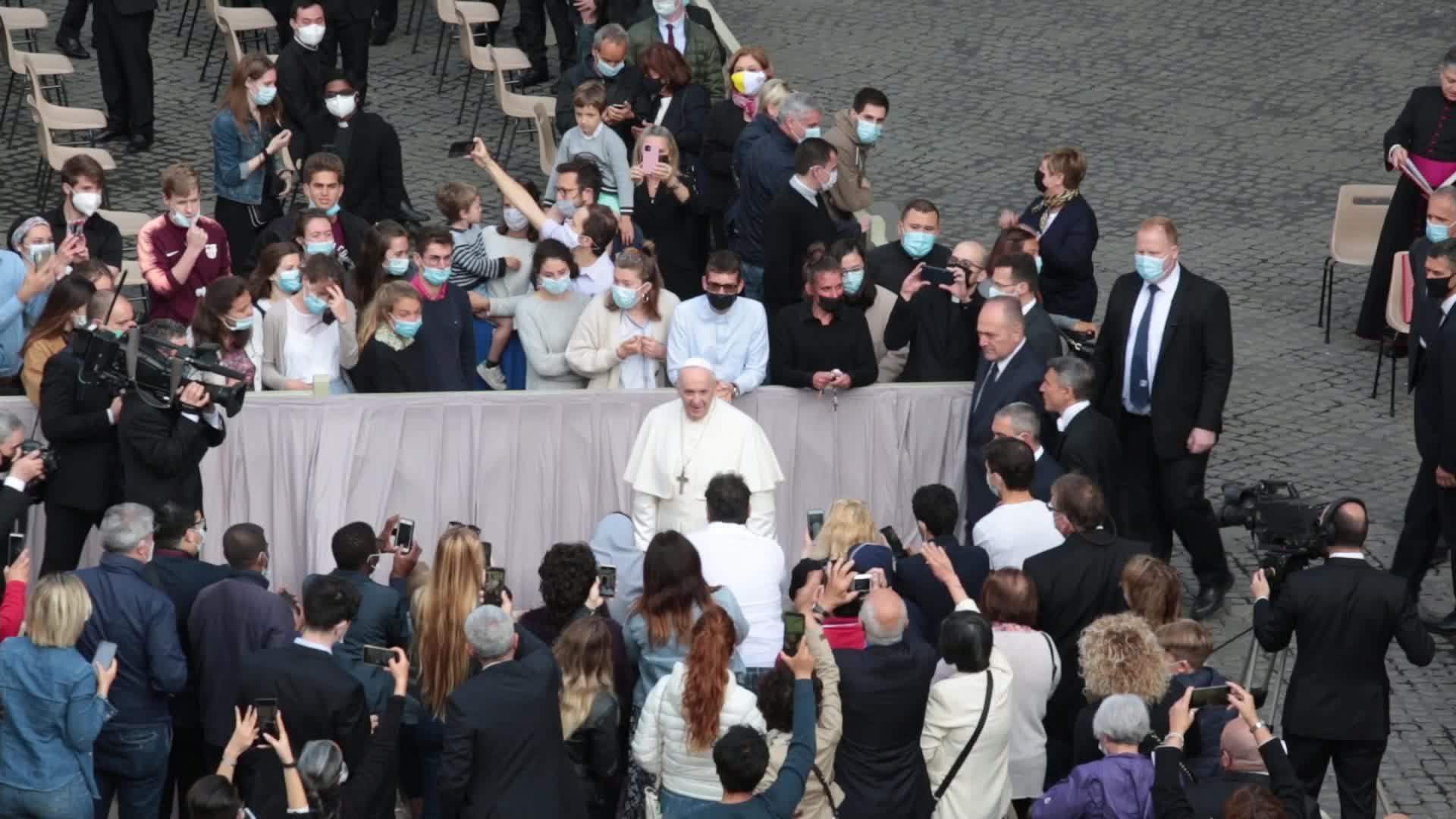 General audience of Pope Francis with the presence of small group of faithful