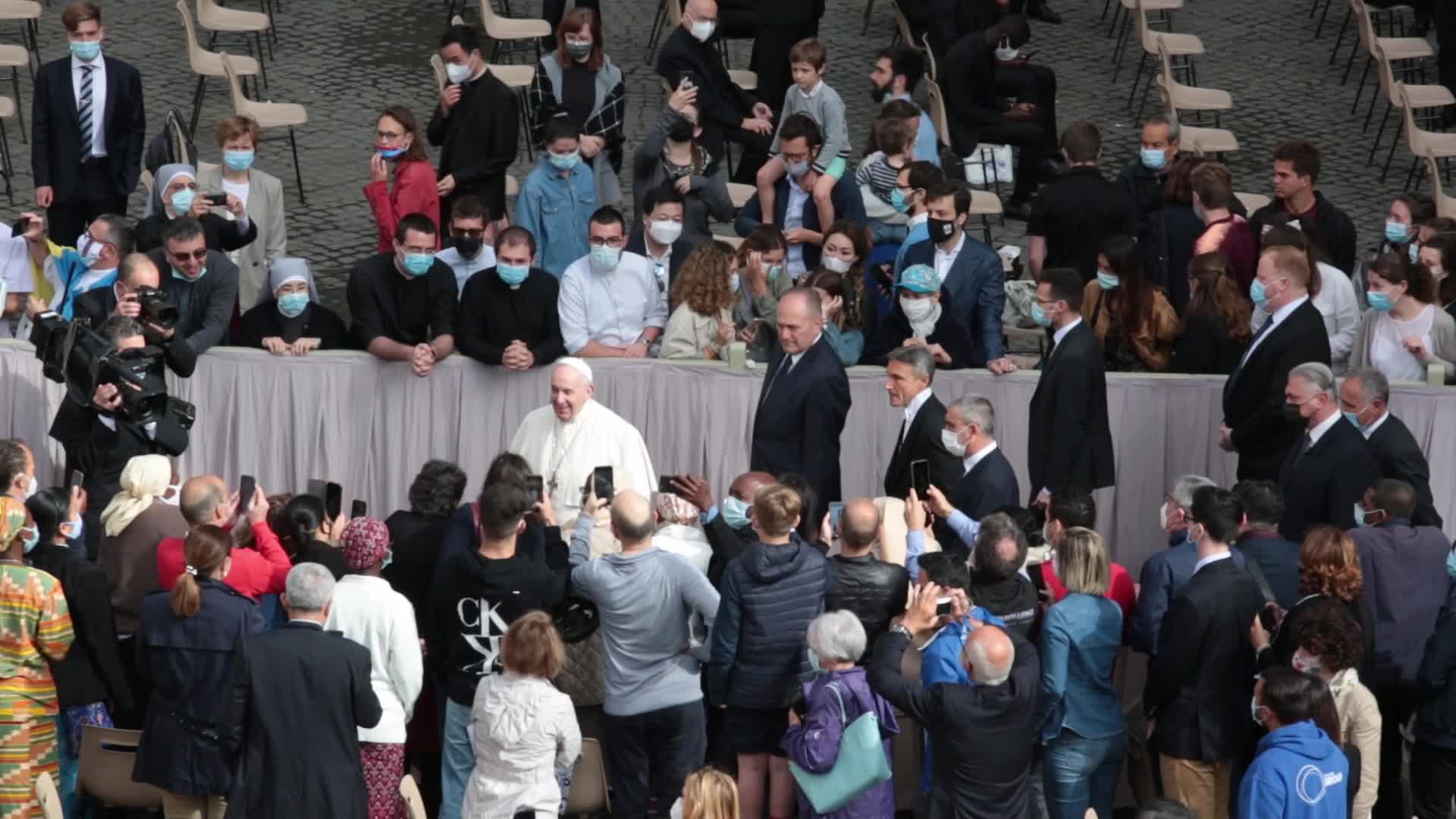 General audience of Pope Francis with the presence of small group of faithful