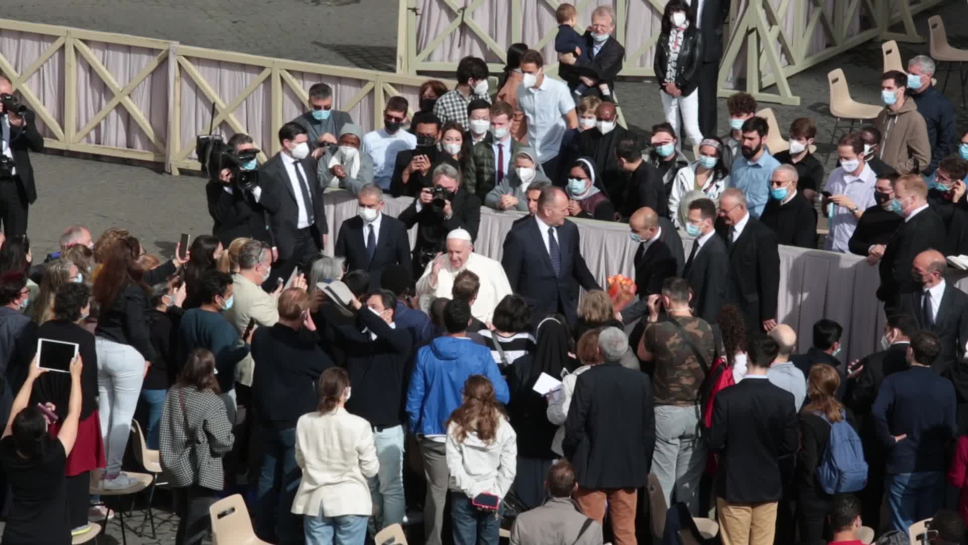 General audience of Pope Francis with the presence of small group of faithful