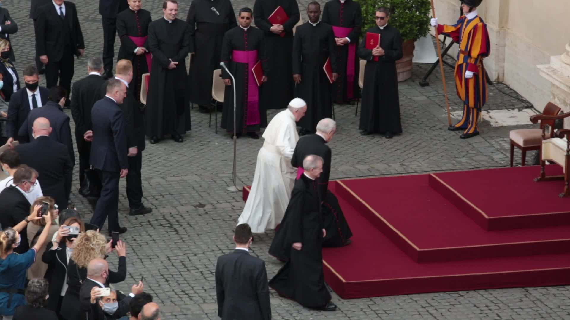 General audience of Pope Francis with the presence of small group of faithful