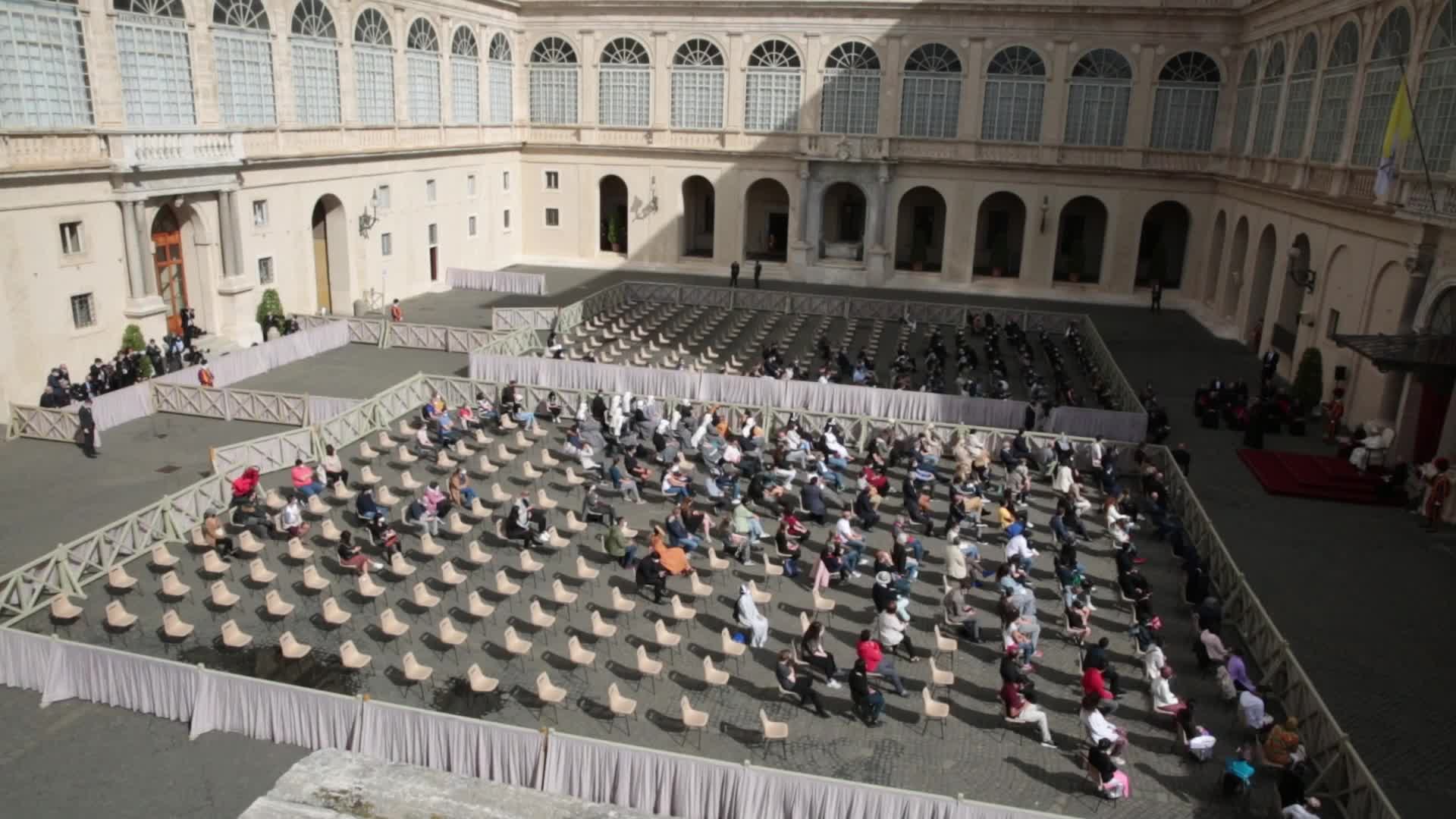 General audience of Pope Francis with the presence of small group of faithful