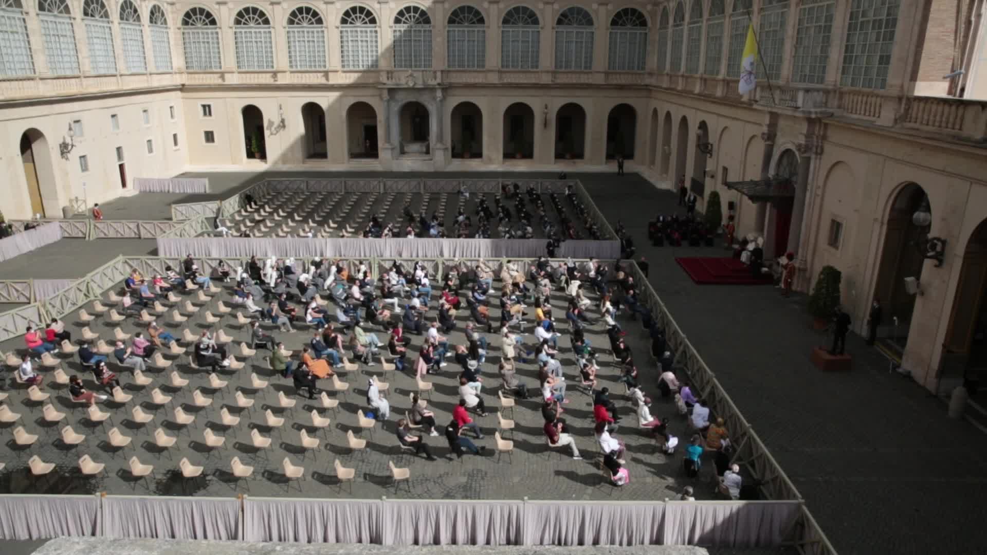 General audience of Pope Francis with the presence of small group of faithful