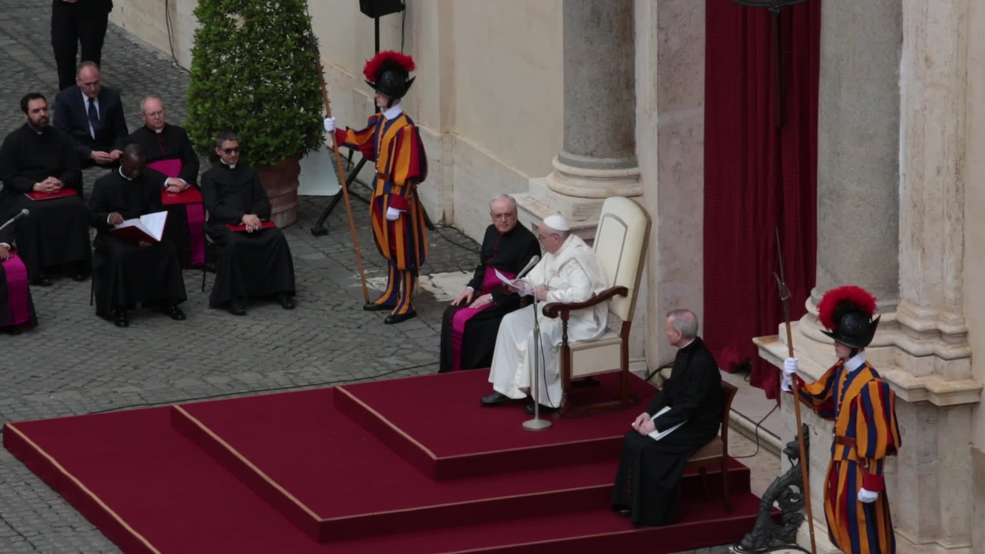 General audience of Pope Francis with the presence of small group of faithful