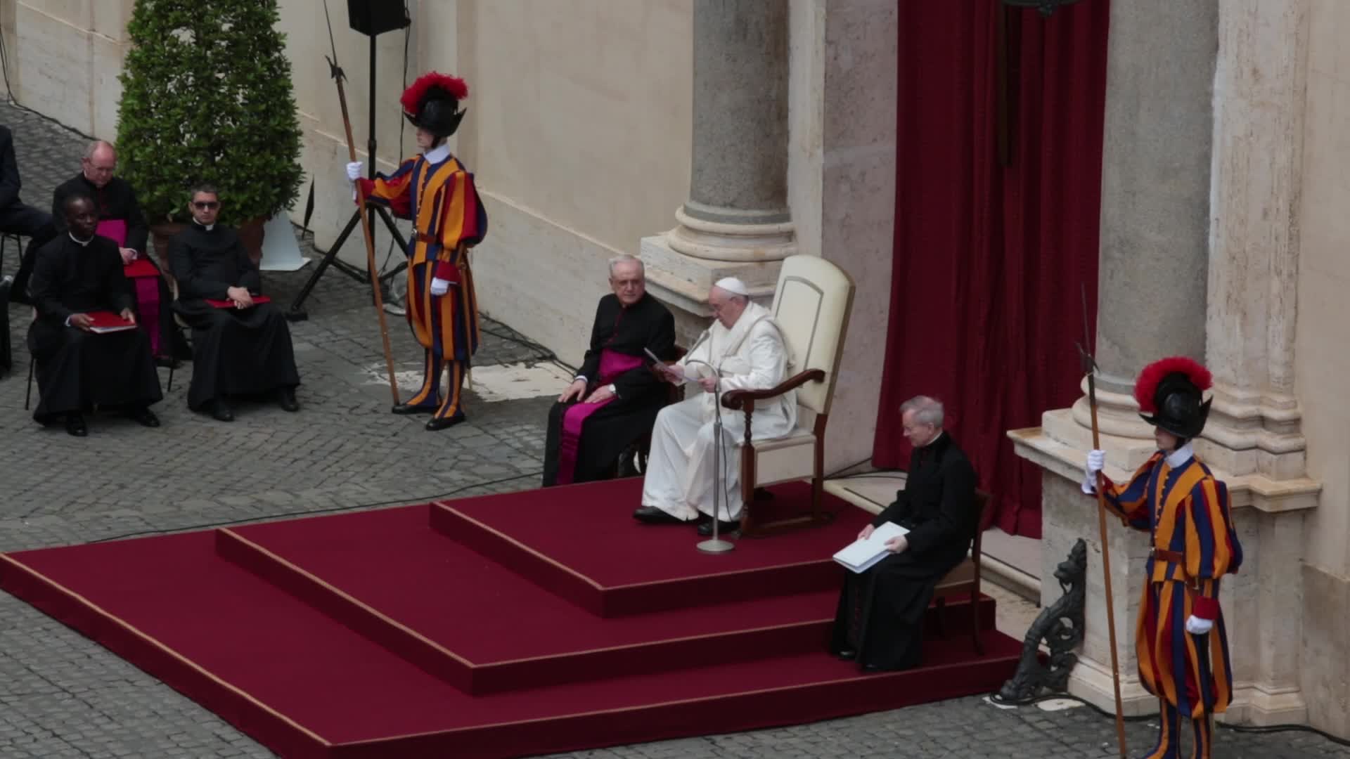 General audience of Pope Francis with the presence of small group of faithful