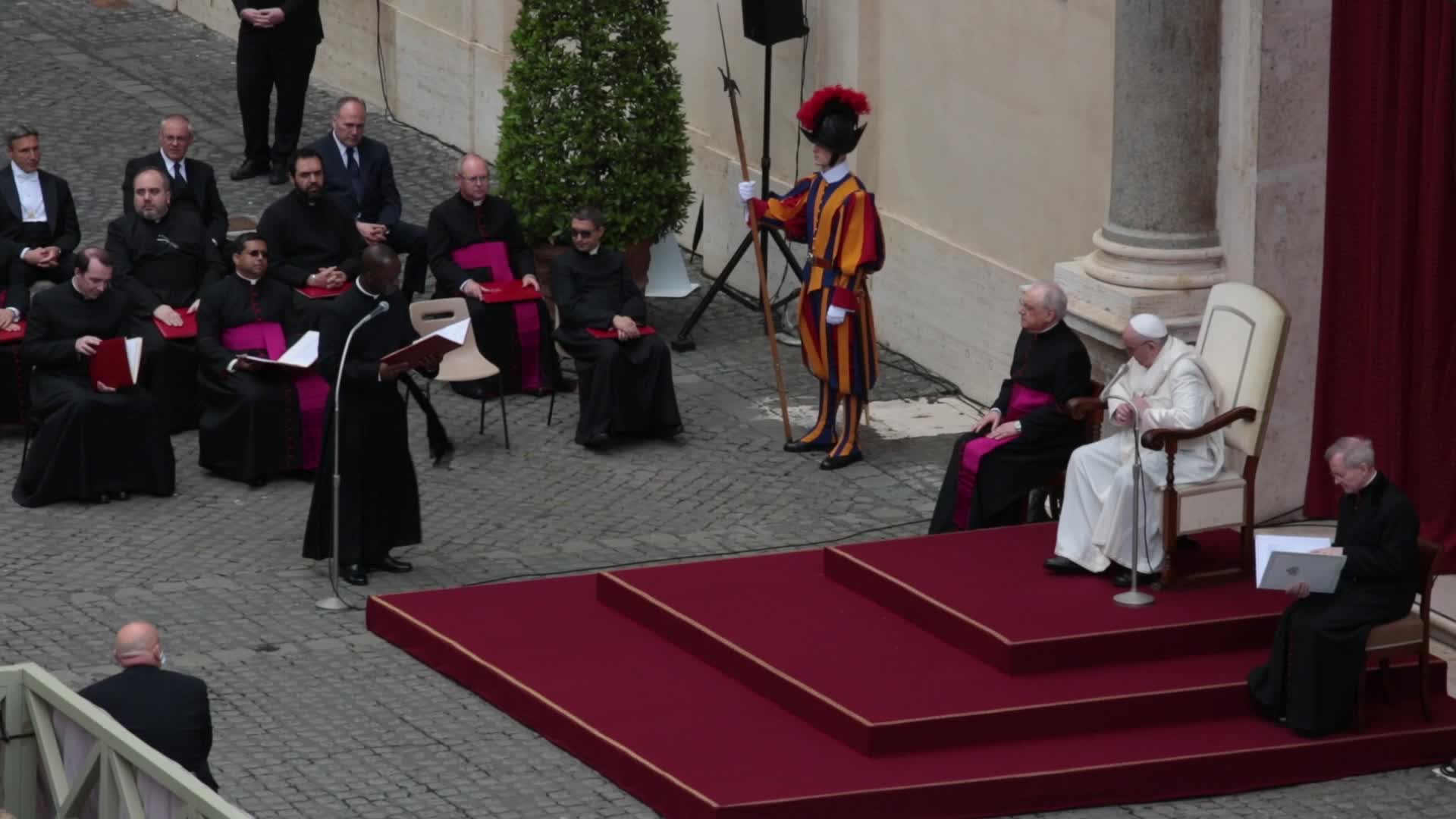 General audience of Pope Francis with the presence of small group of faithful