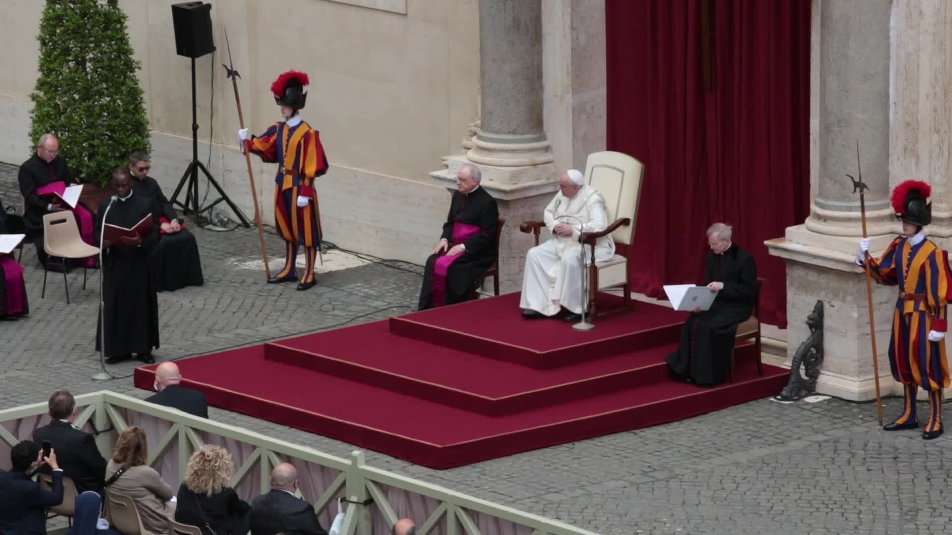 General audience of Pope Francis with the presence of small group of faithful