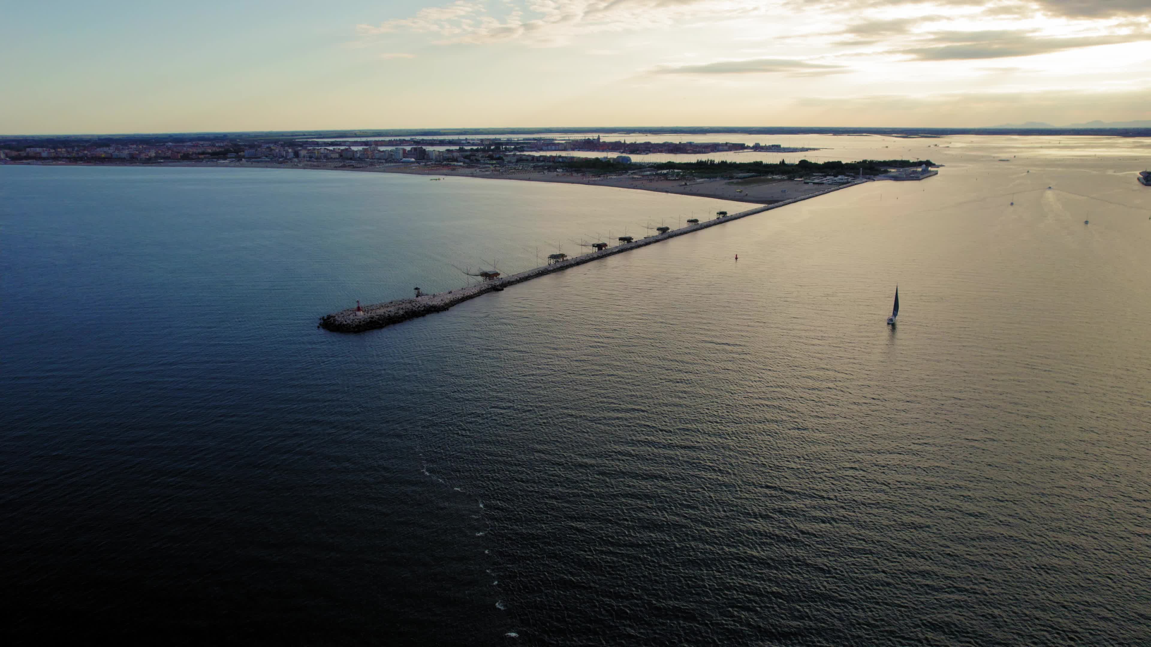 Drone View Of Chioggia, Italy During The Sunset