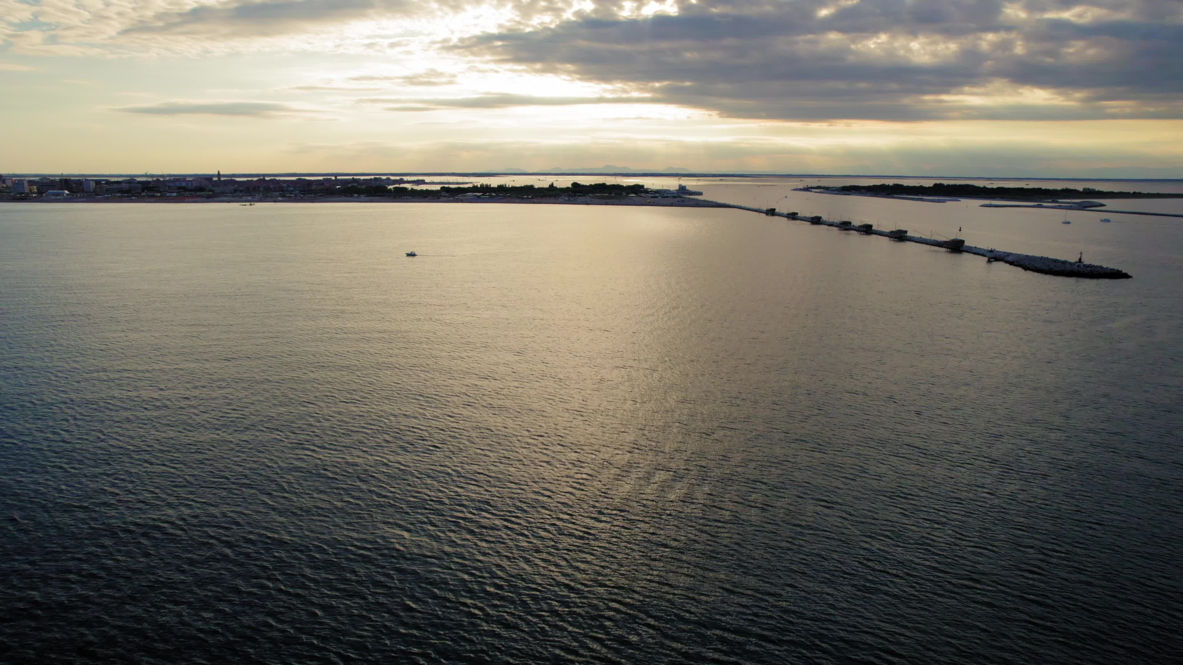 Drone View Of Chioggia, Italy During The Sunset