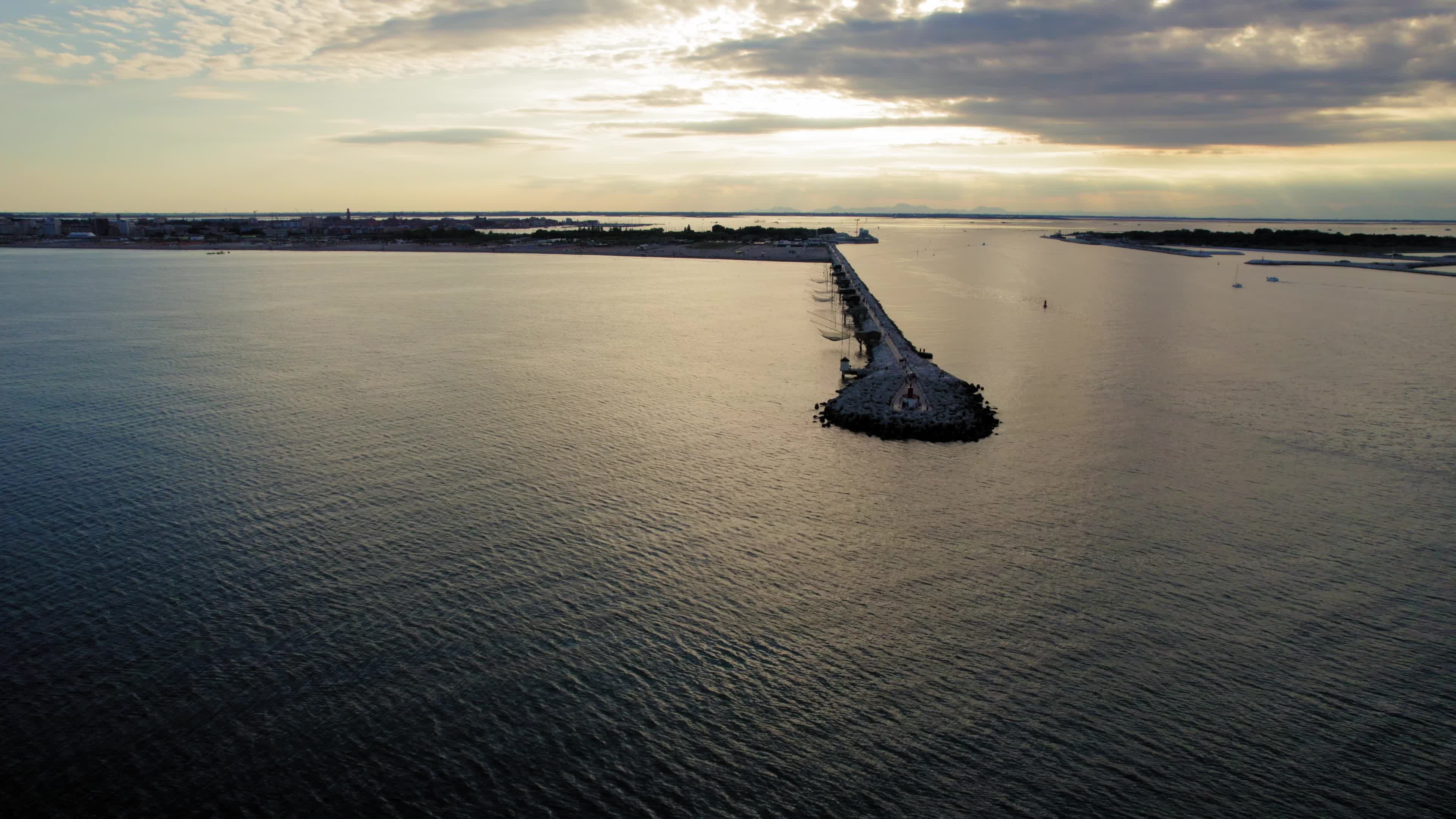 Drone View Of Chioggia, Italy During The Sunset