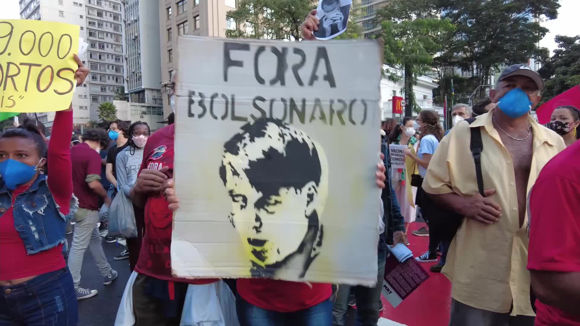 Anti-government protest in Sao Paulo, Brazil