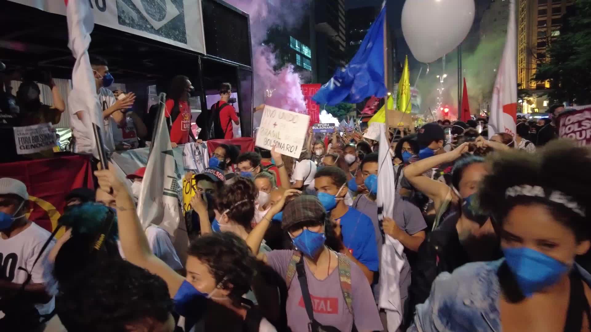 Anti-government protest in Sao Paulo, Brazil