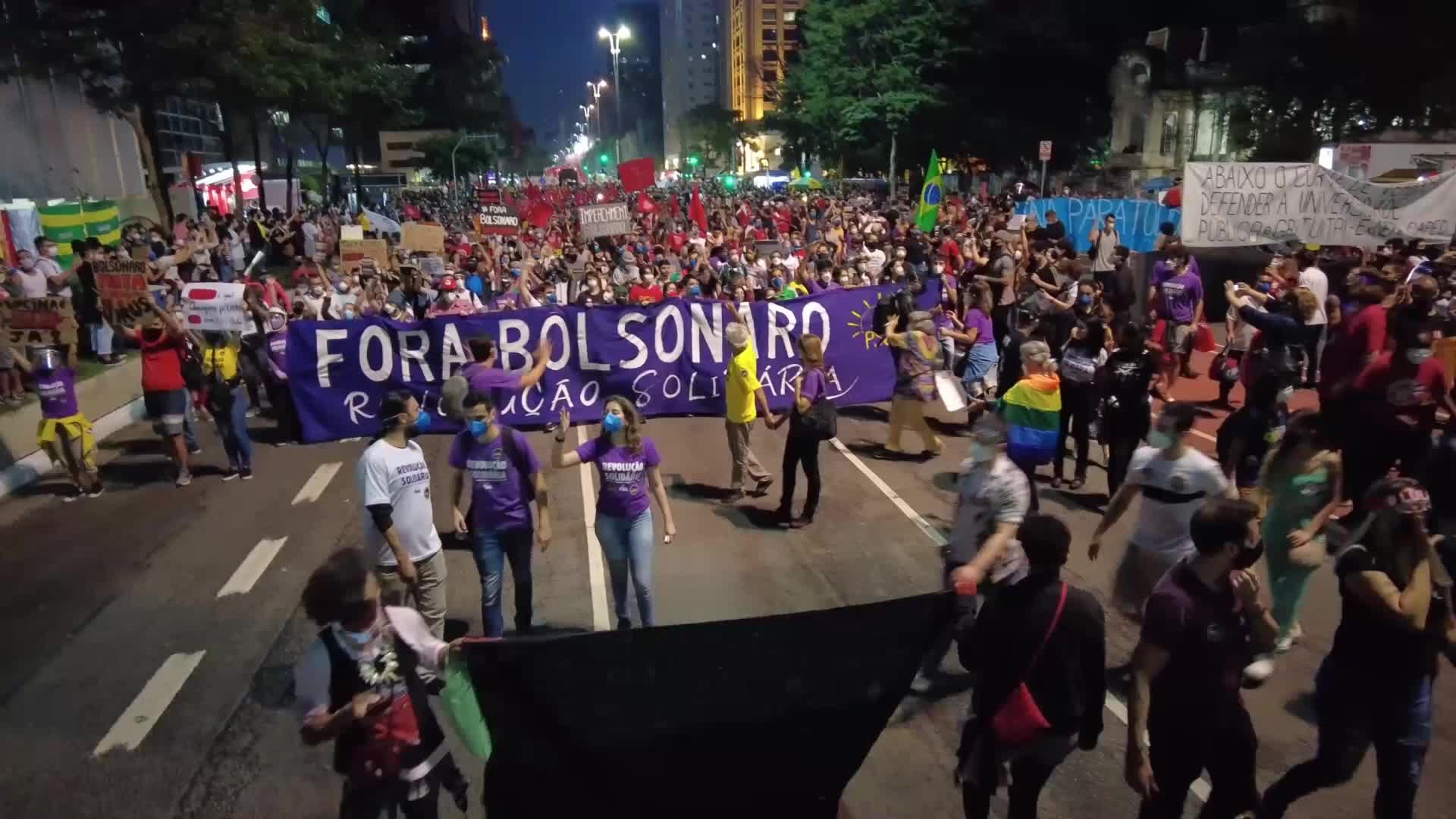 Anti-government protest in Sao Paulo, Brazil