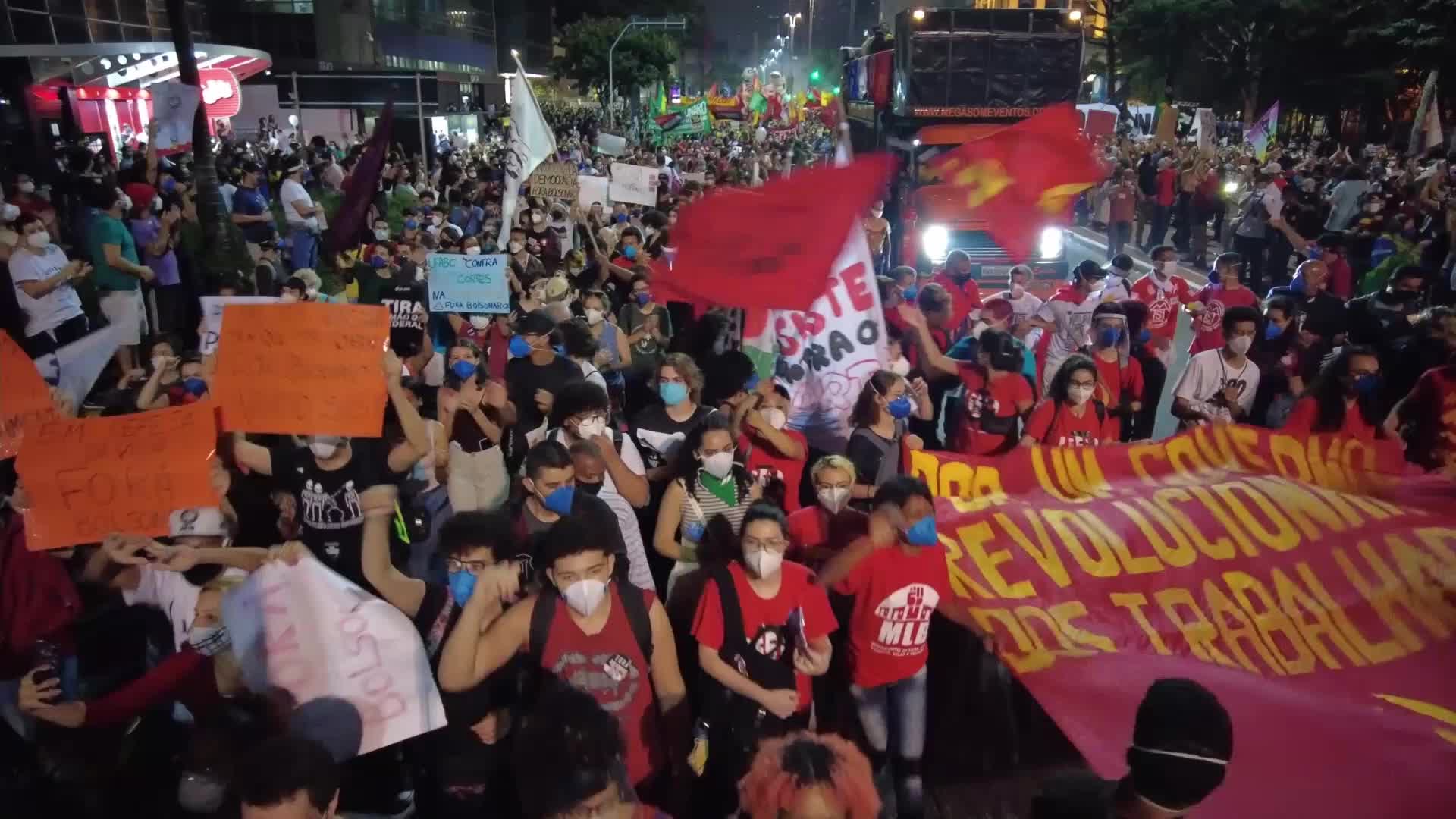 Anti-government protest in Sao Paulo, Brazil