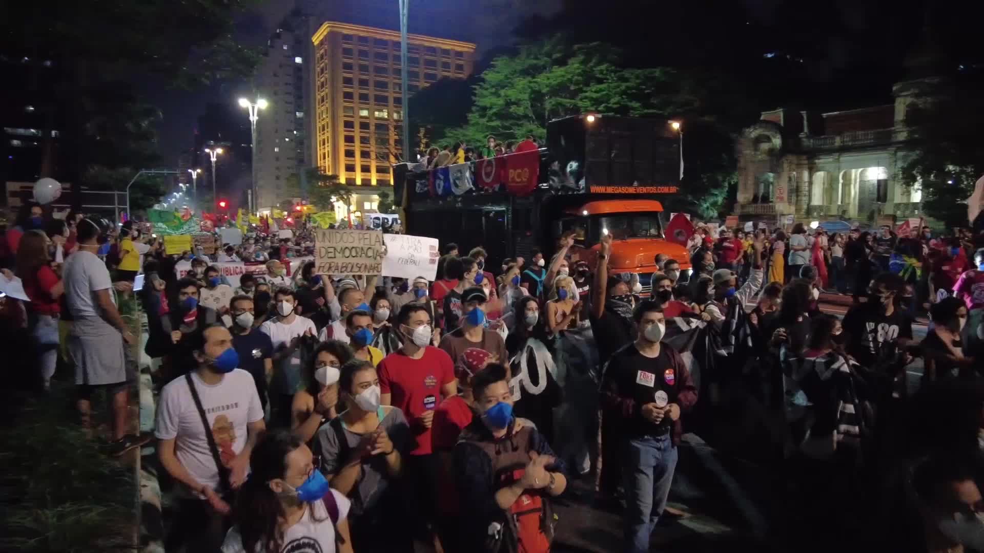 Anti-government protest in Sao Paulo, Brazil