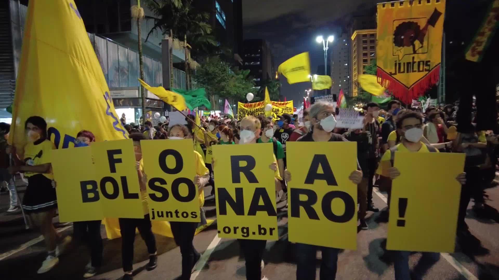 Anti-government protest in Sao Paulo, Brazil
