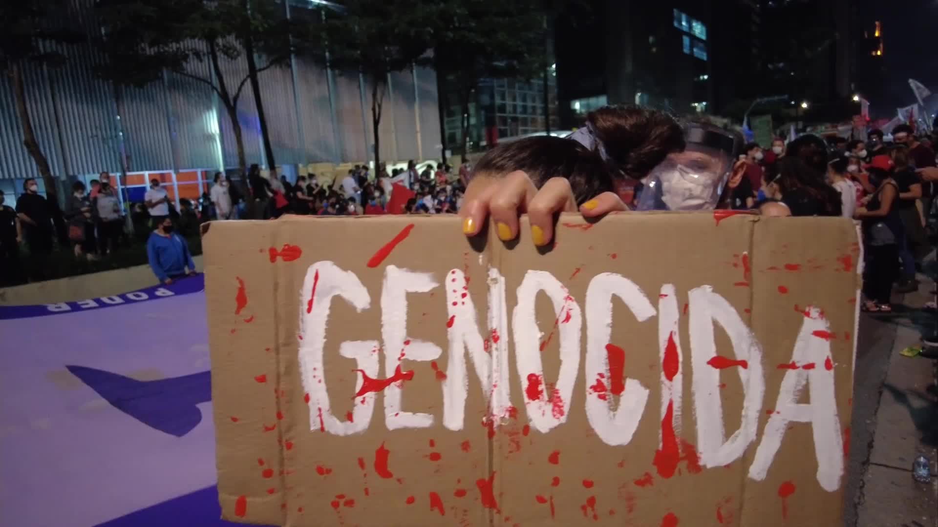 Anti-government protest in Sao Paulo, Brazil