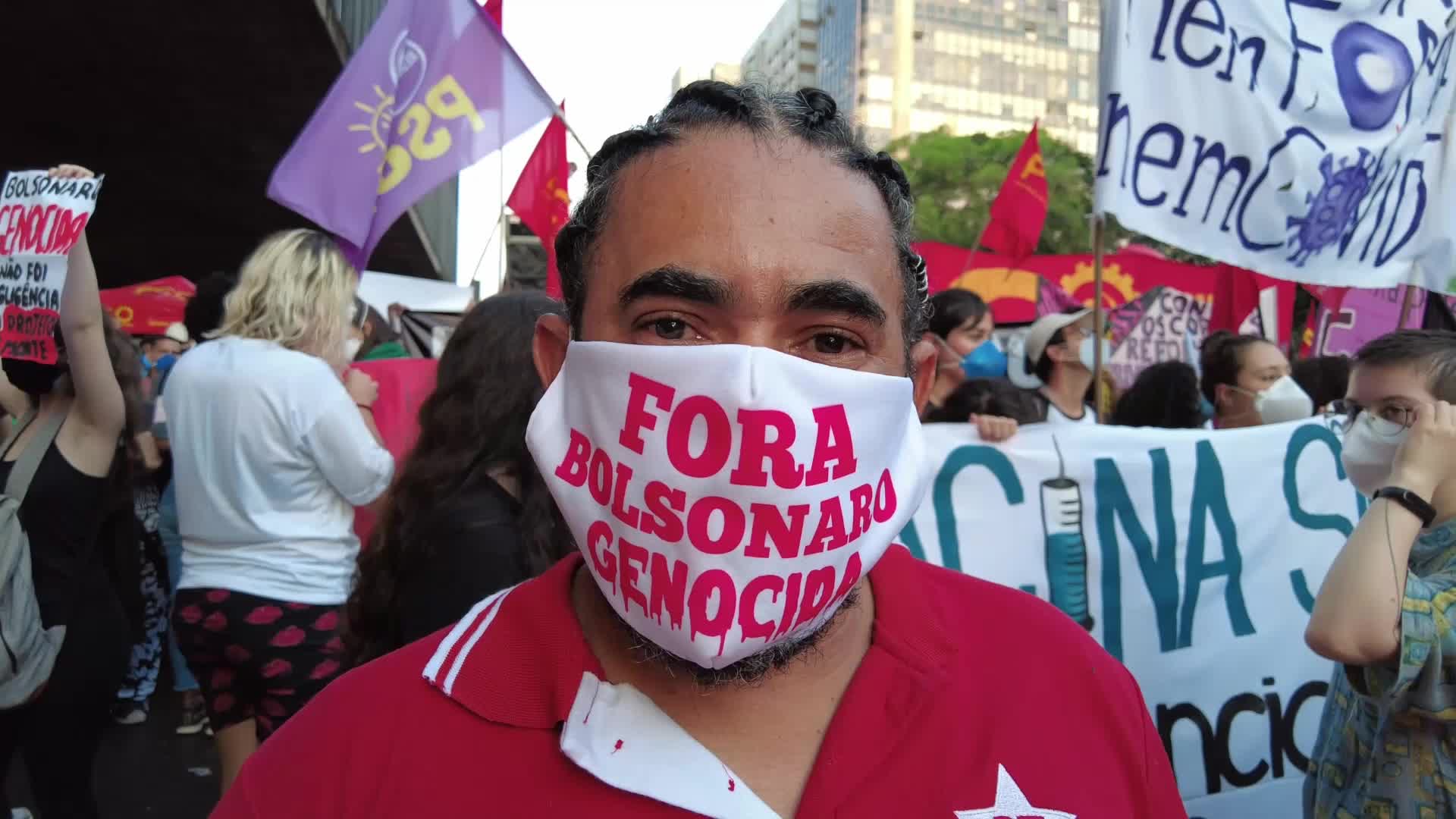 Anti-government protest in Sao Paulo, Brazil