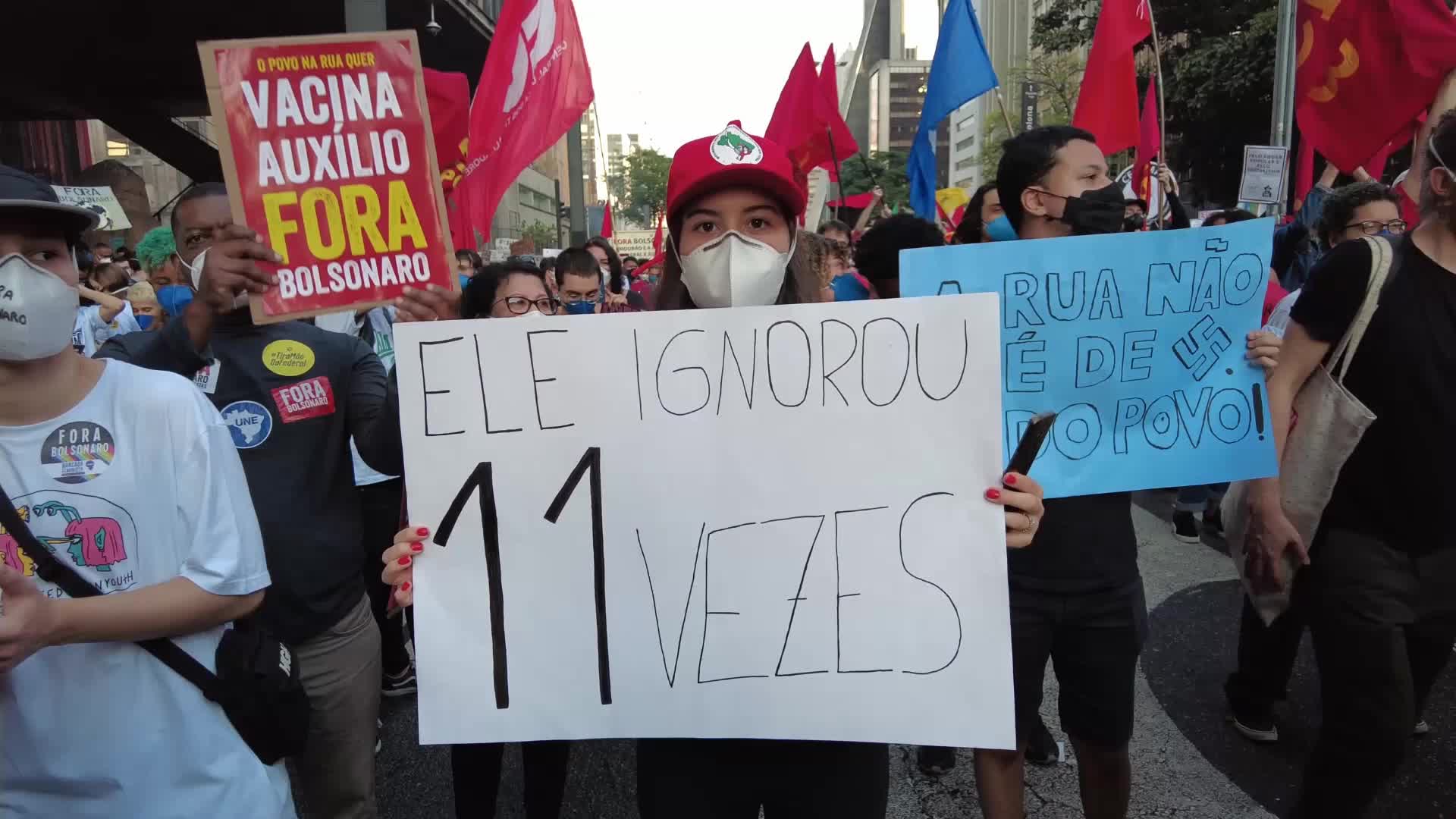 Anti-government protest in Sao Paulo, Brazil